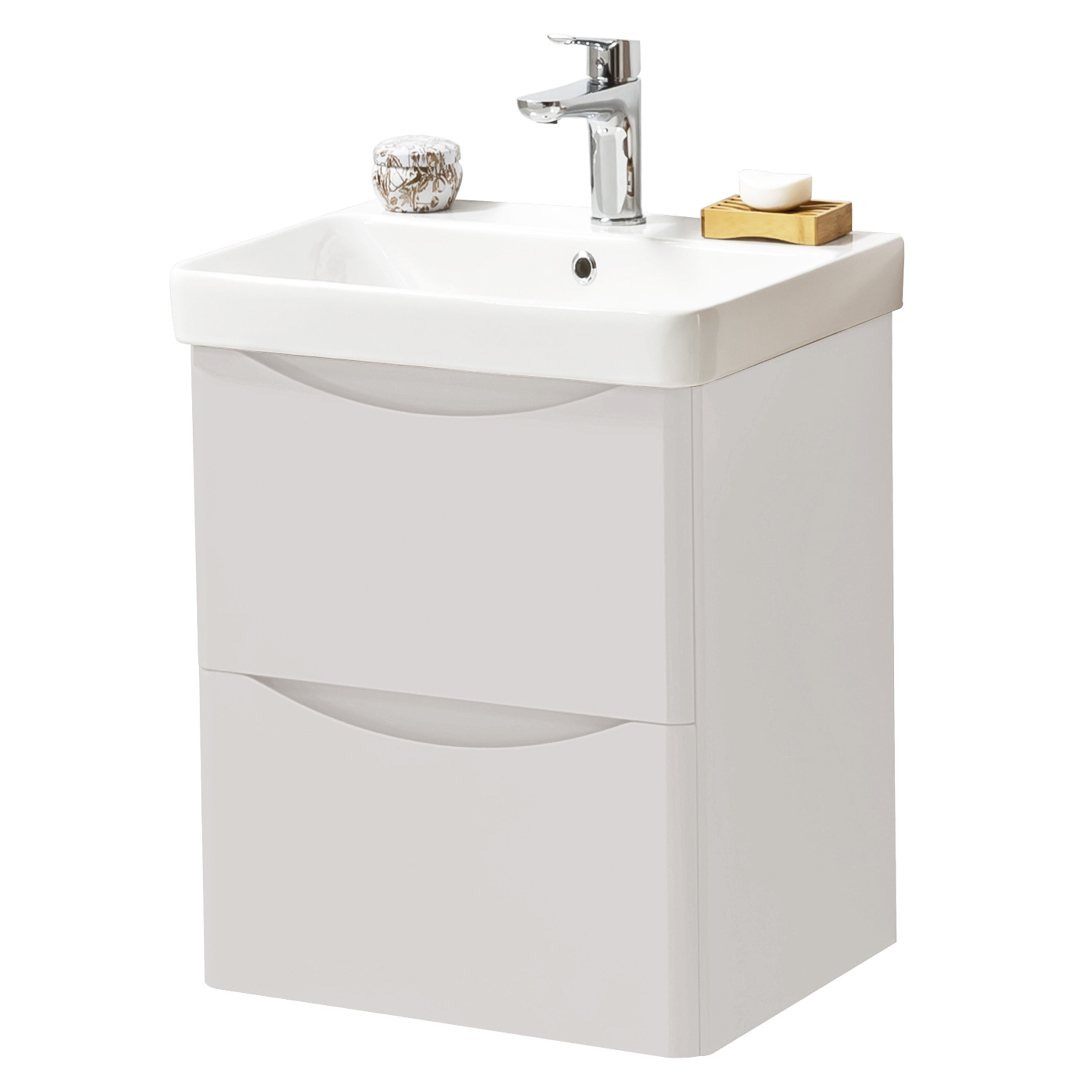 Kartell K-Vit Arc Wall Mounted 2 Drawer Bathroom Vanity Unit Cashmere 500mm - ARC500WM-C
