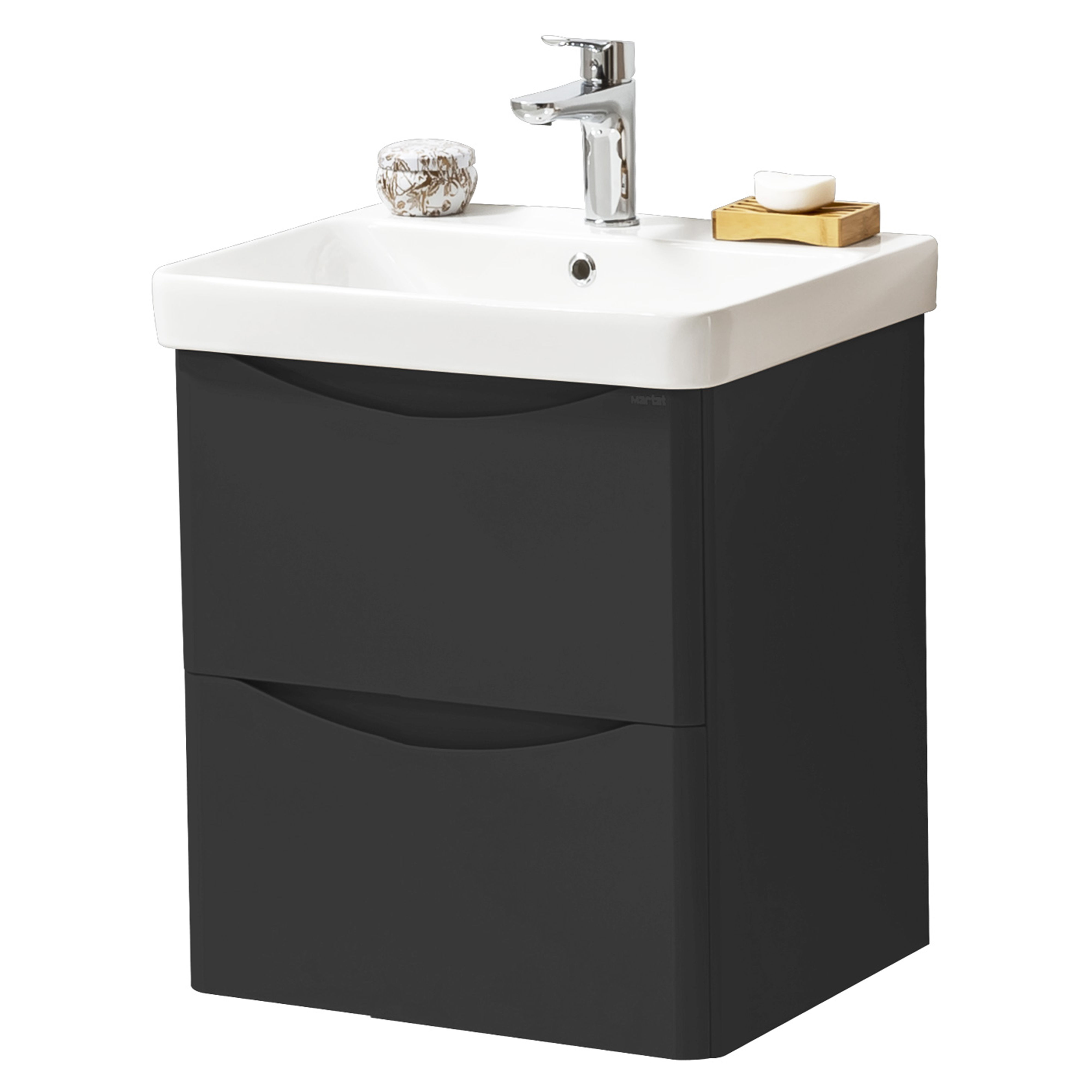 Kartell K-Vit Arc Wall Mounted 2 Drawer Bathroom Vanity Unit Graphite 500mm - ARC500WM-G