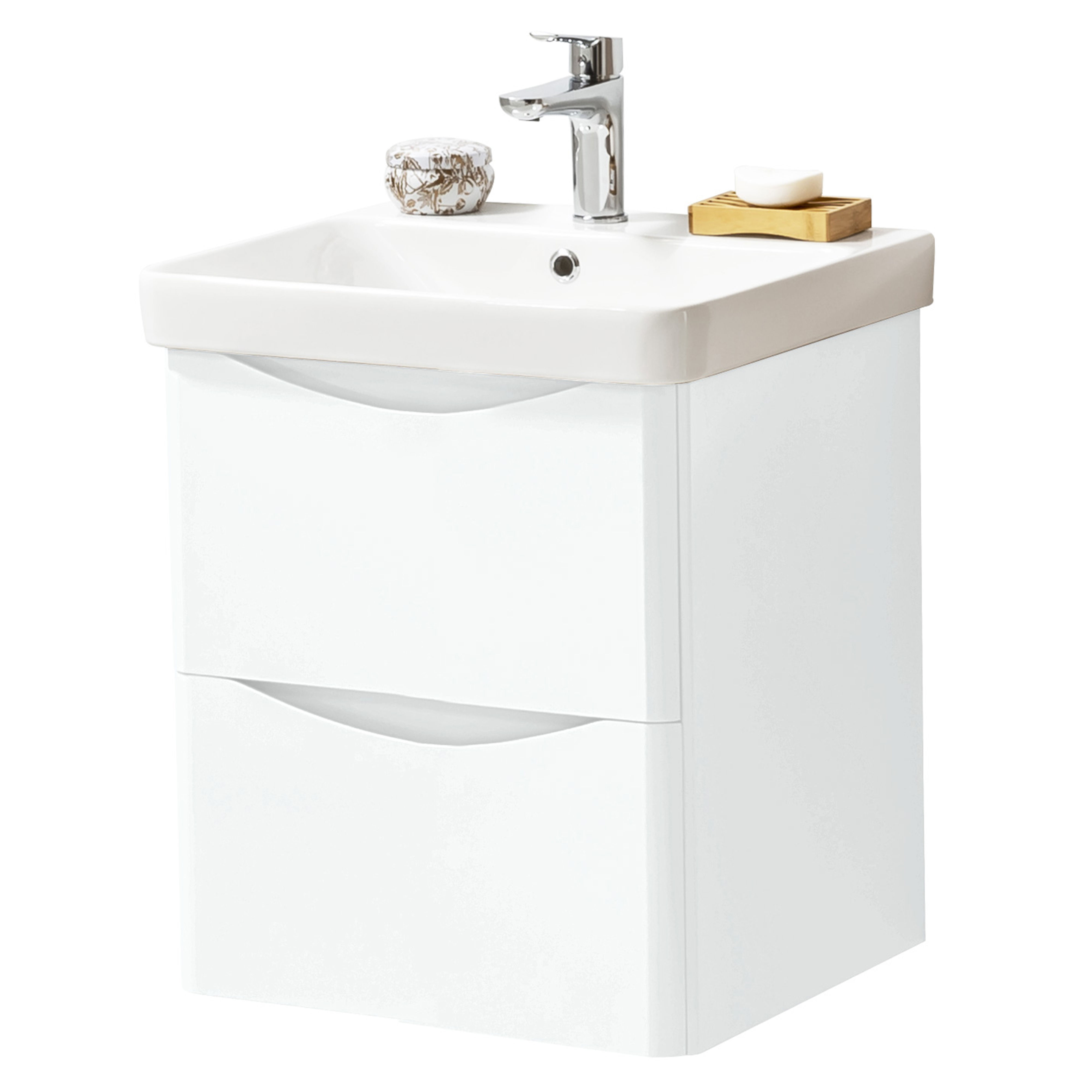 Kartell K-Vit Arc Wall Mounted 2 Drawer Bathroom Vanity Unit White 500mm - ARC500WM-W