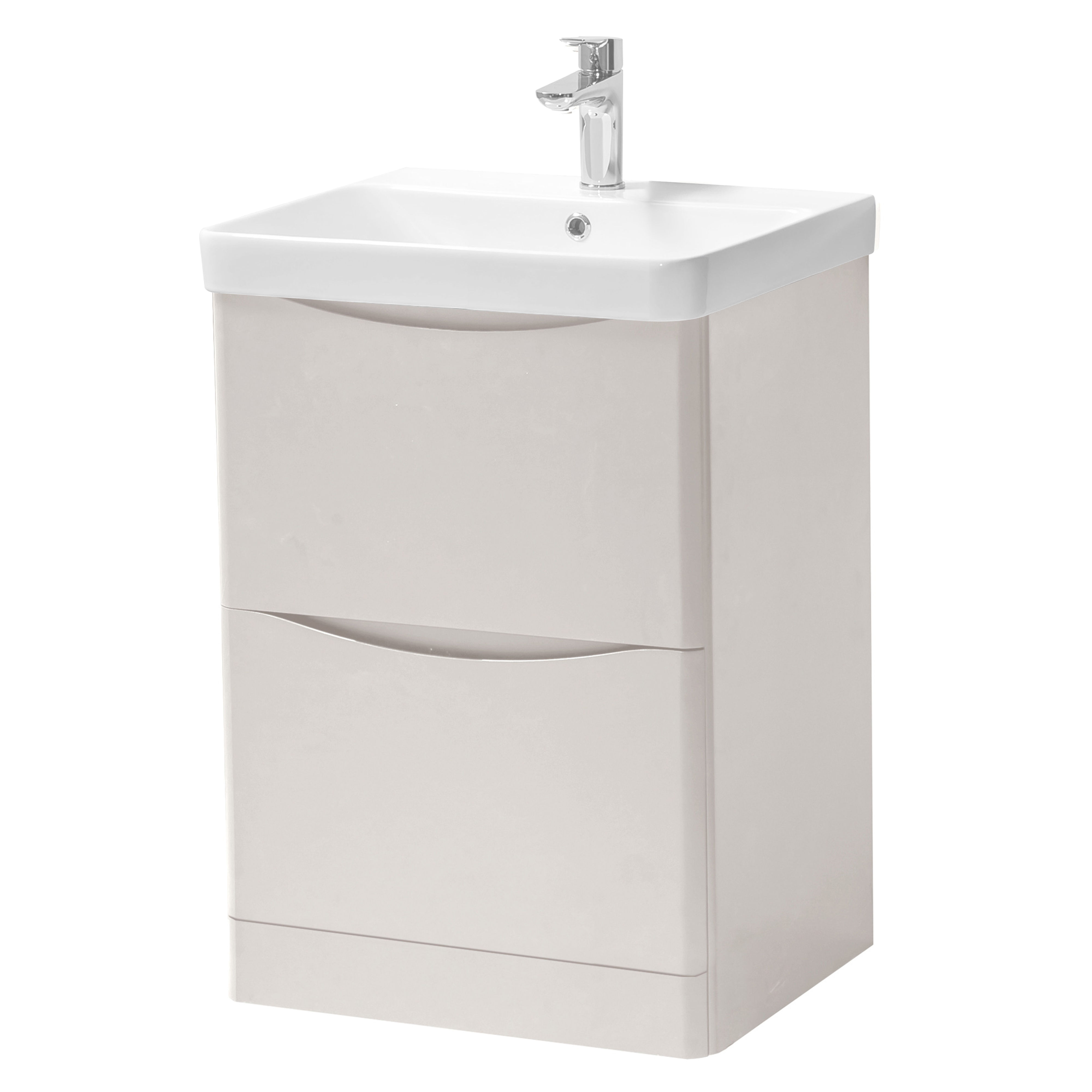 Kartell K-Vit Arc Floor Standing 2 Drawer Bathroom Vanity Unit Cashmere 600mm - ARC600FS-C