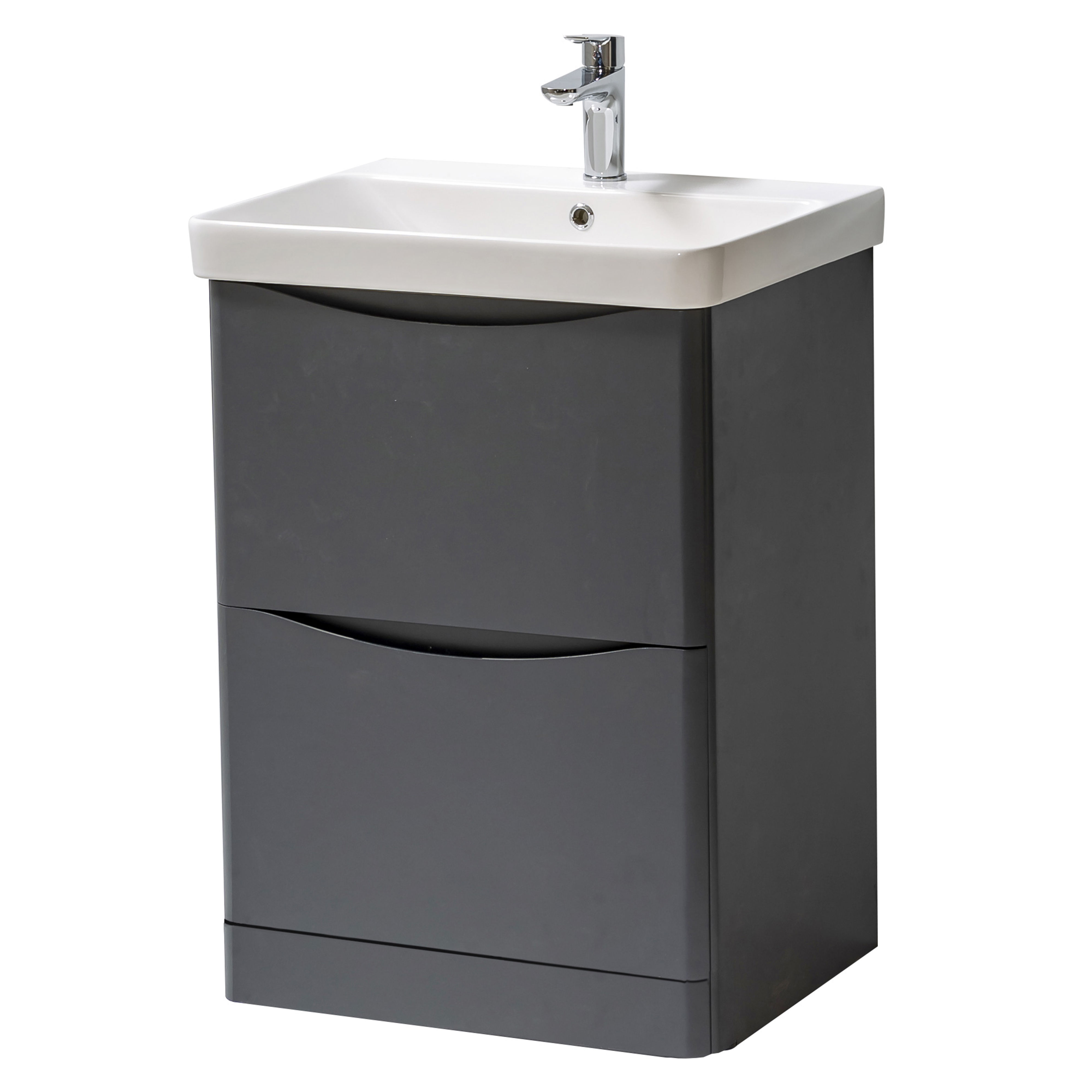 Kartell K-Vit Arc Floor Standing 2 Drawer Bathroom Vanity Unit Graphite 600mm - ARC600FS-G
