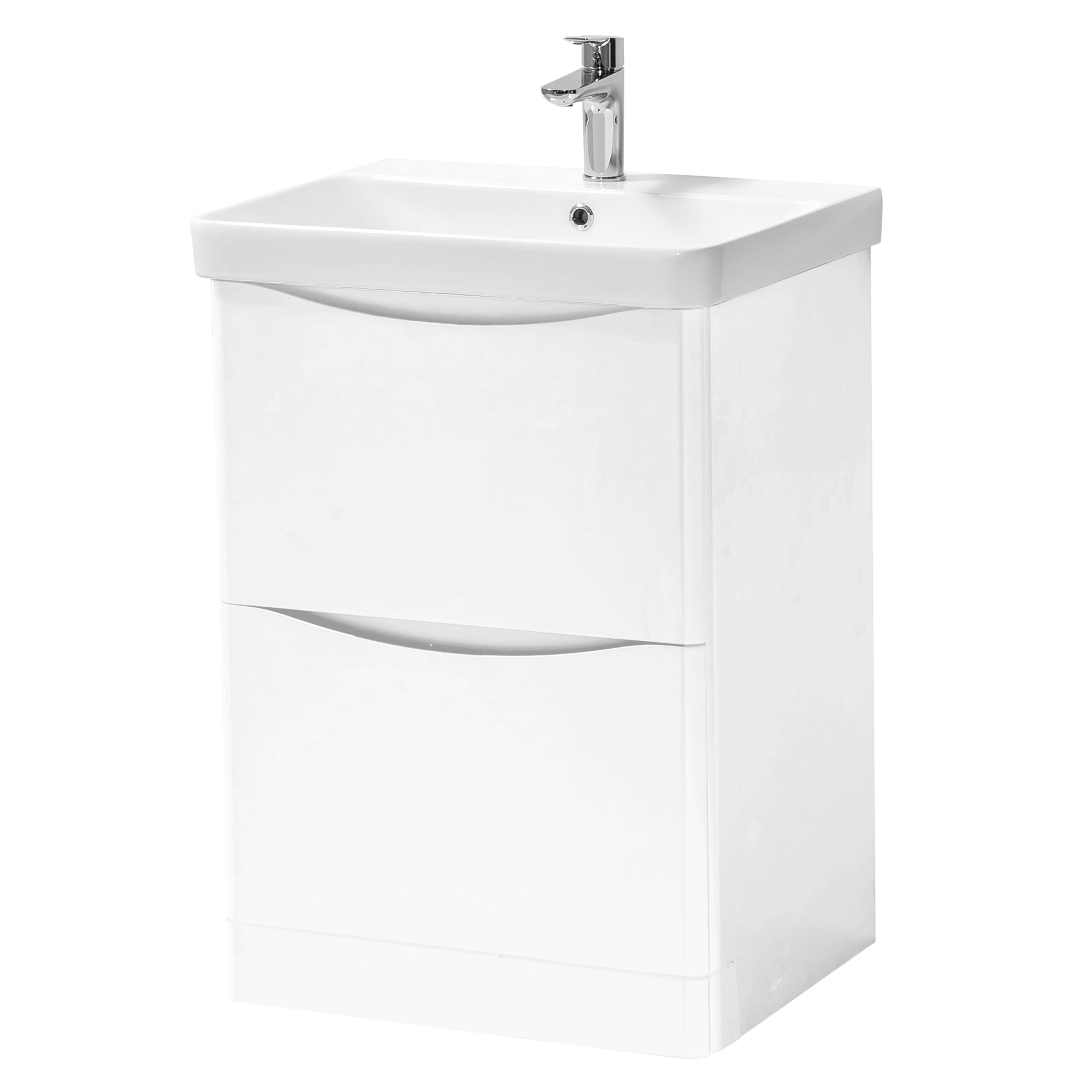 Kartell K-Vit Arc Floor Standing 2 Drawer Bathroom Vanity Unit White 600mm - ARC600FS-W