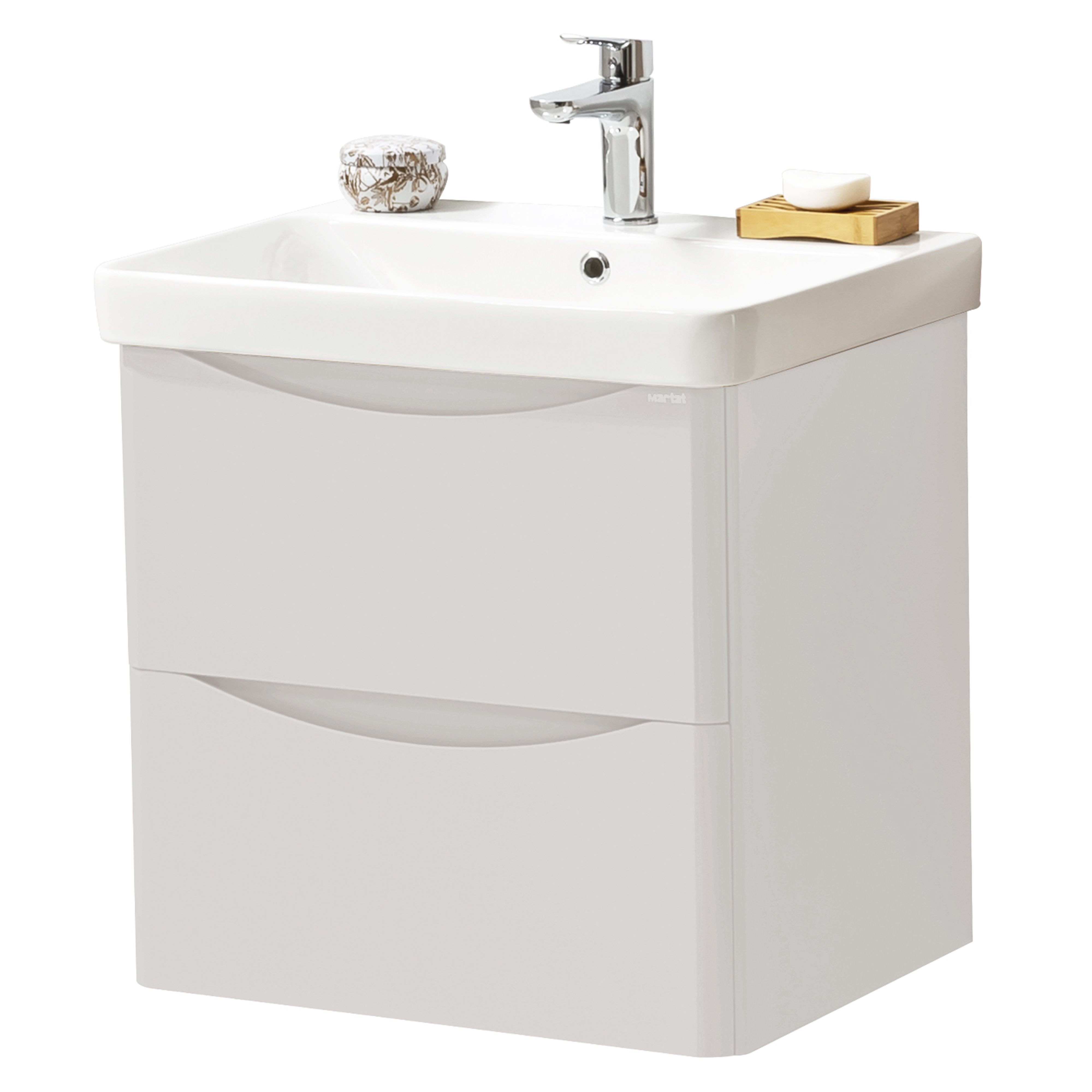 Kartell K-Vit Arc Wall Mounted 2 Drawer Bathroom Vanity Unit Cashmere 600mm - ARC600WM-C