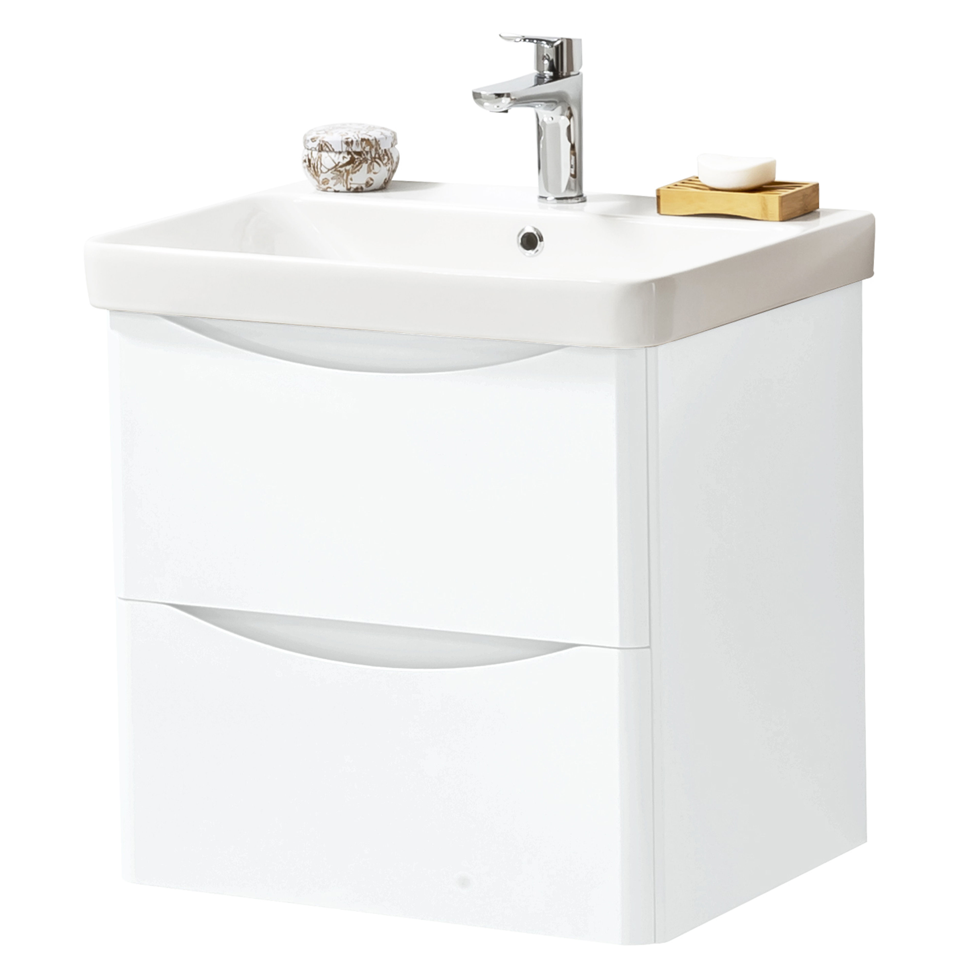 Kartell K-Vit Arc Wall Mounted 2 Drawer Bathroom Vanity Unit White 600mm - ARC600WM-W
