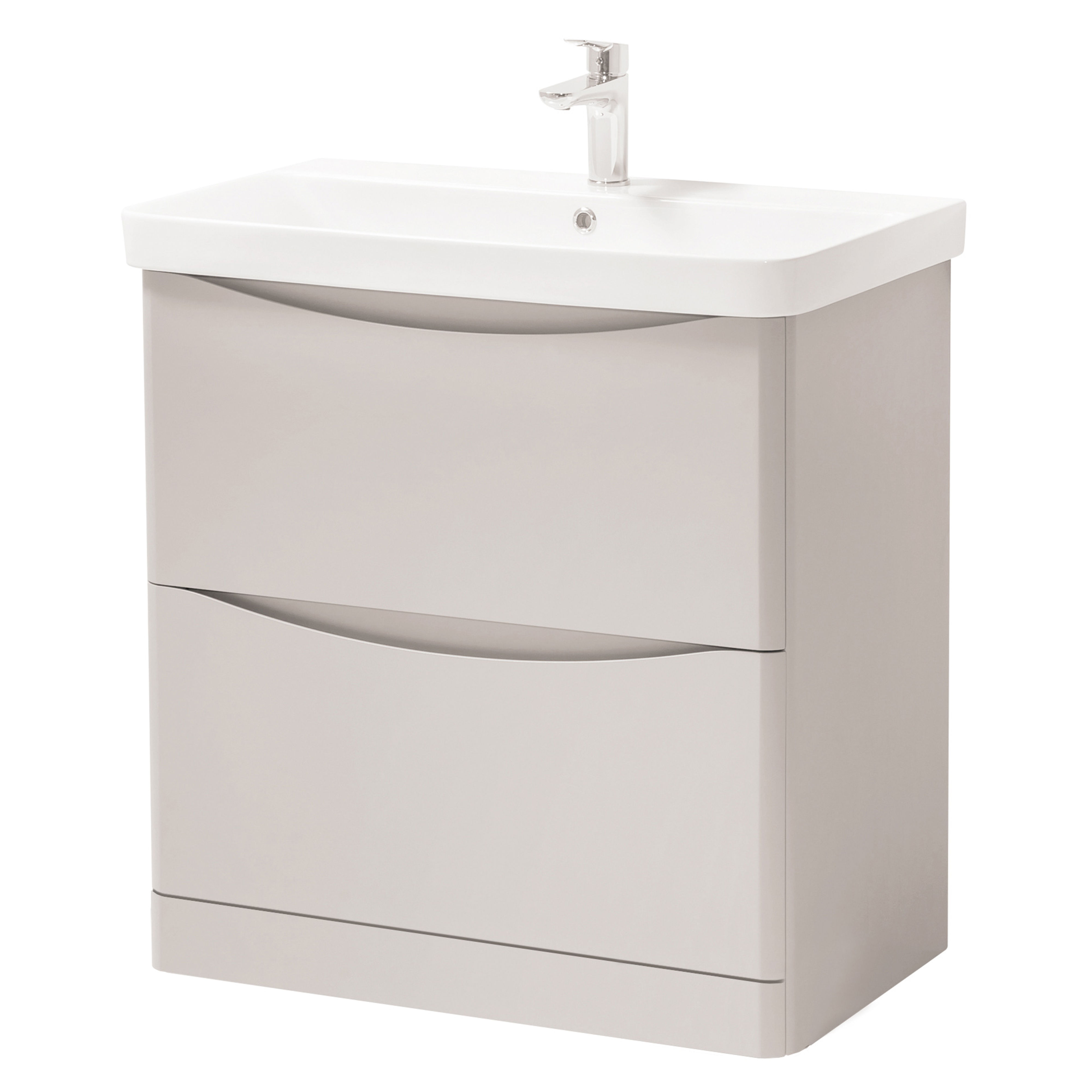 Kartell K-Vit Arc Floor Standing 2 Drawer Bathroom Vanity Unit Cashmere 800mm - ARC800FS-C