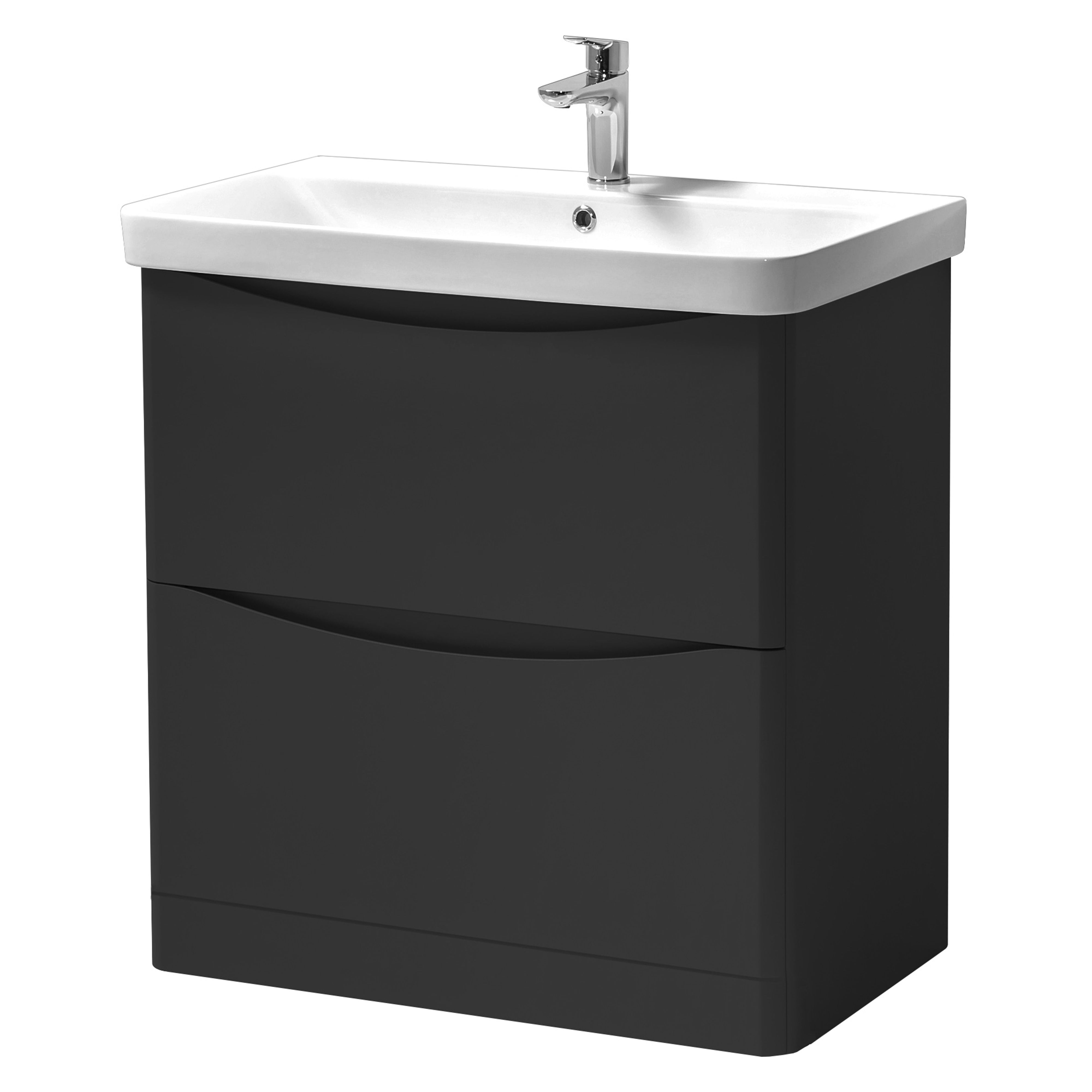 Kartell K-Vit Arc Floor Standing 2 Drawer Bathroom Vanity Unit Graphite 800mm - ARC800FS-G