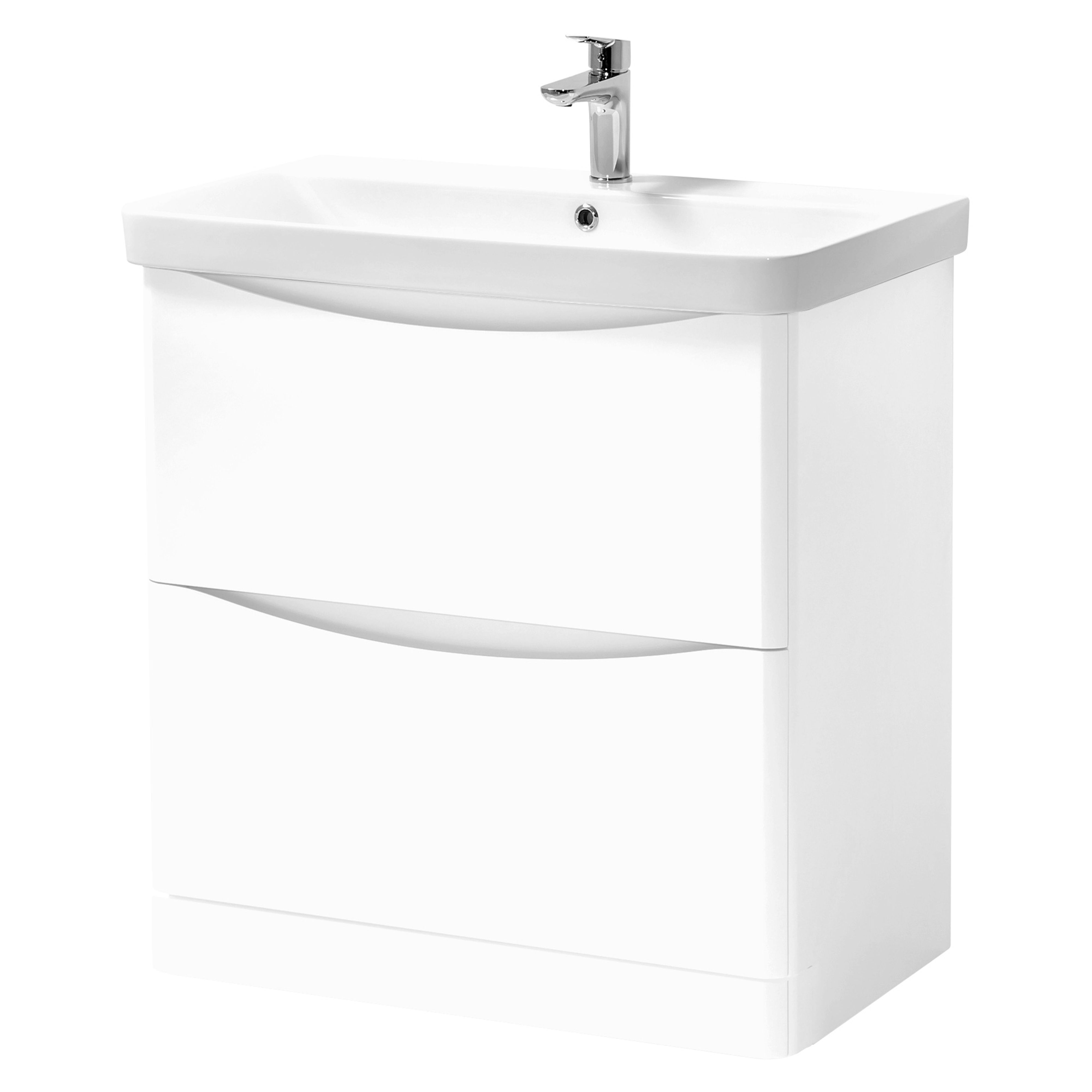 Kartell K-Vit Arc Floor Standing 2 Drawer Bathroom Vanity Unit White 800mm - ARC800FS-W