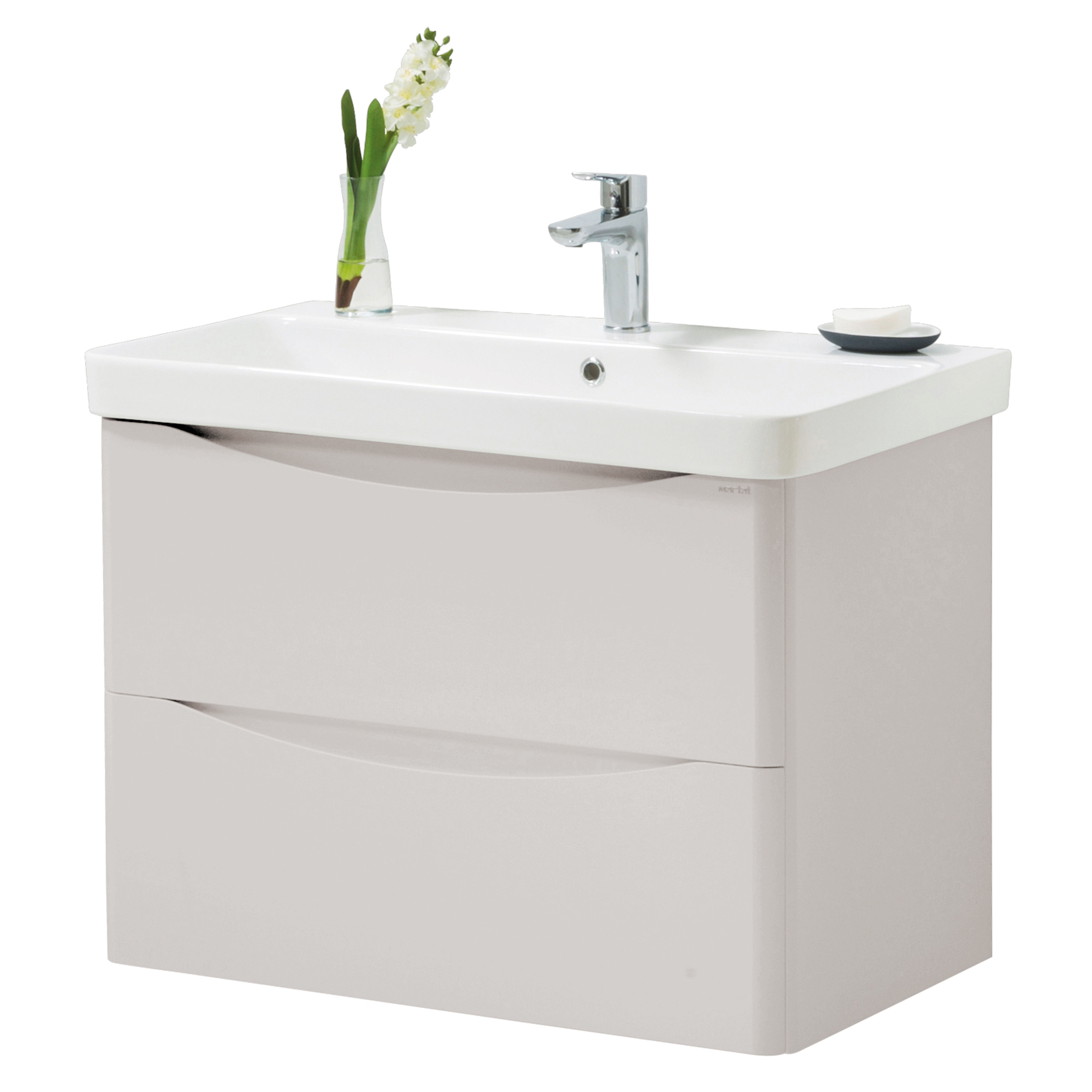 Kartell K-Vit Arc Wall Mounted 2 Drawer Bathroom Vanity Unit Cashmere 800mm - ARC800WM-C