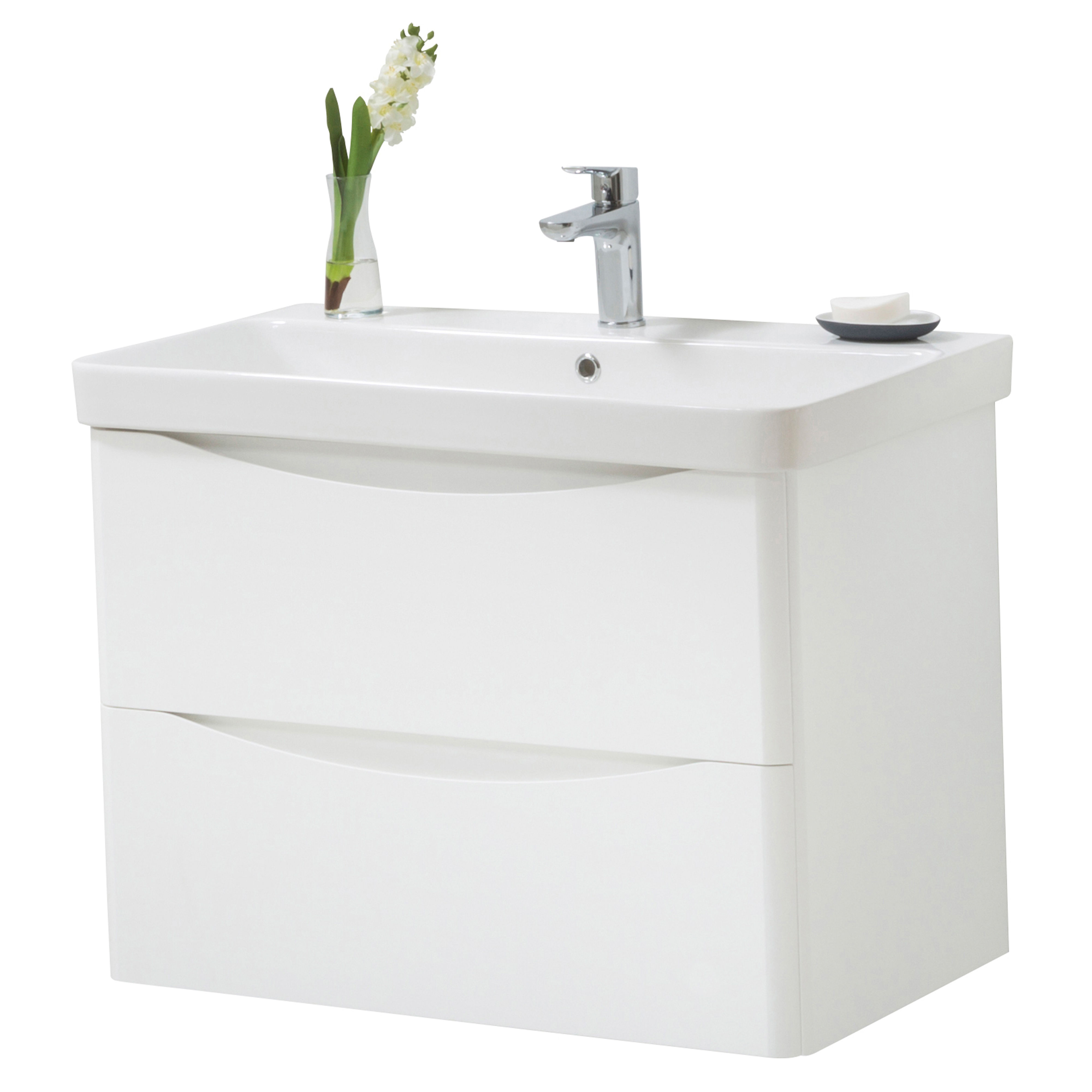 Kartell K-Vit Arc Wall Mounted 2 Drawer Bathroom Vanity Unit White 800mm - ARC800WM-W