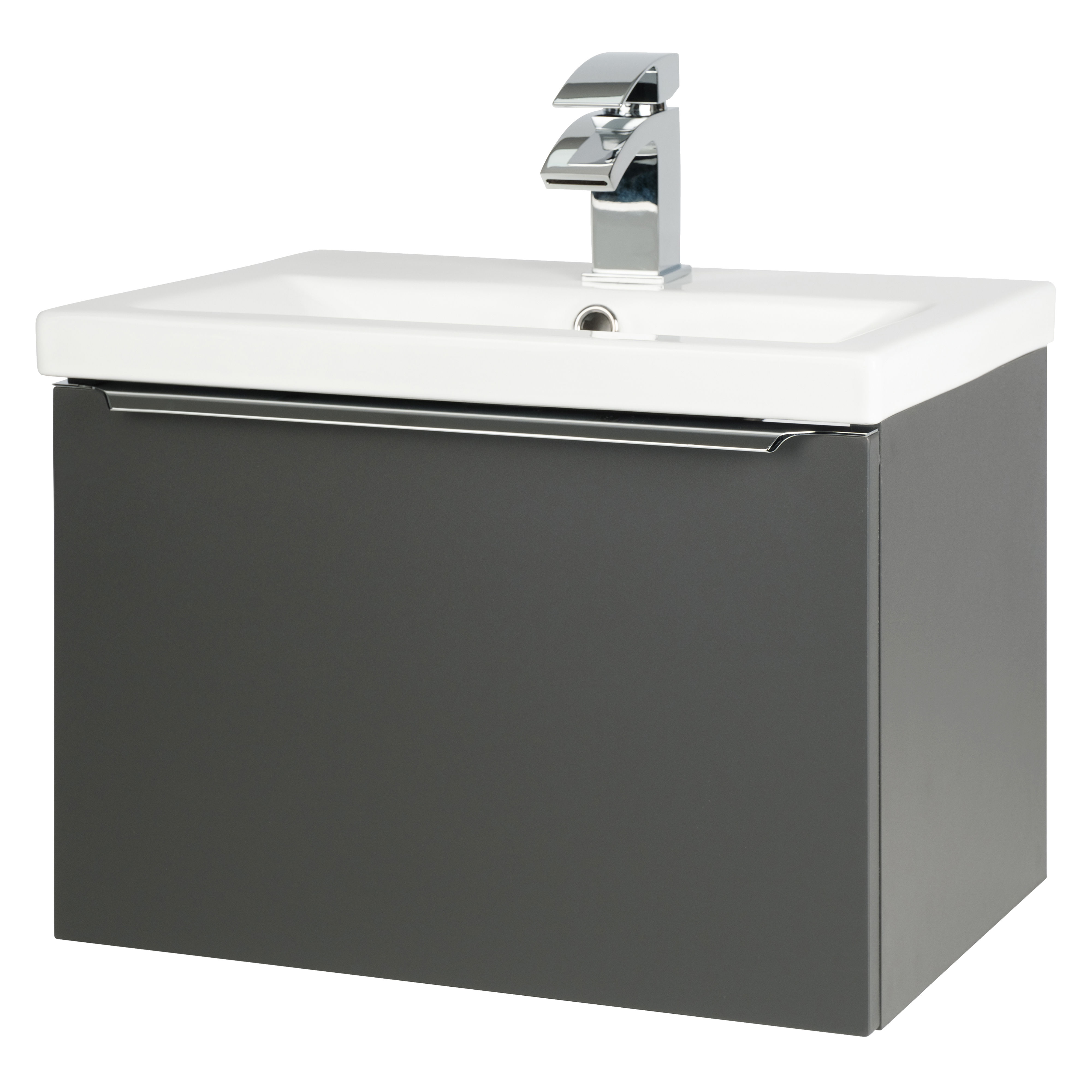 Kartell K-Vit Kore Wall Mounted 1 Drawer Bathroom Vanity Unit Dark Grey 500mm - KOR500WM-G