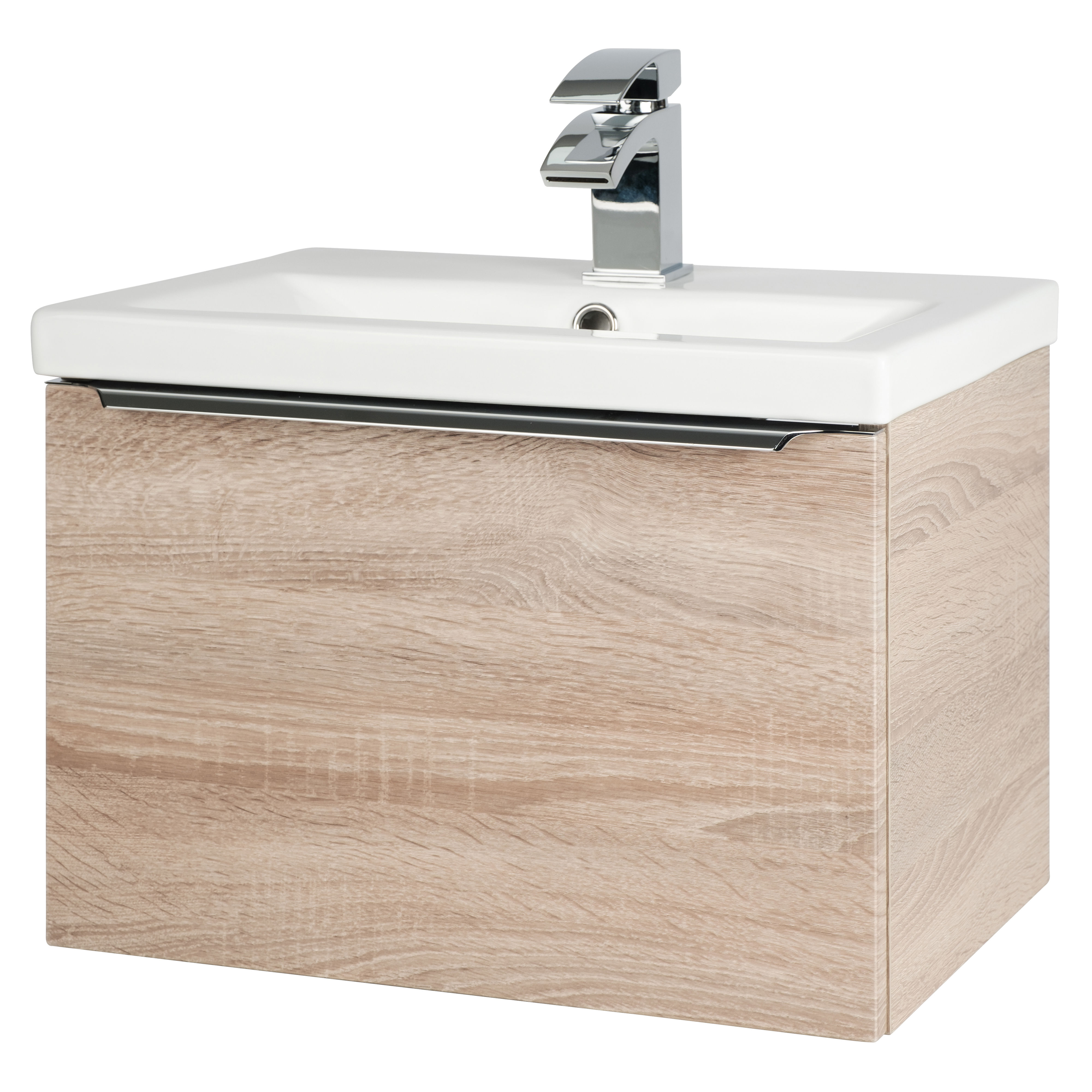 Kartell K-Vit Kore Wall Mounted 1 Drawer Bathroom Vanity Unit Sonoma Oak 500mm - KOR500WM-O