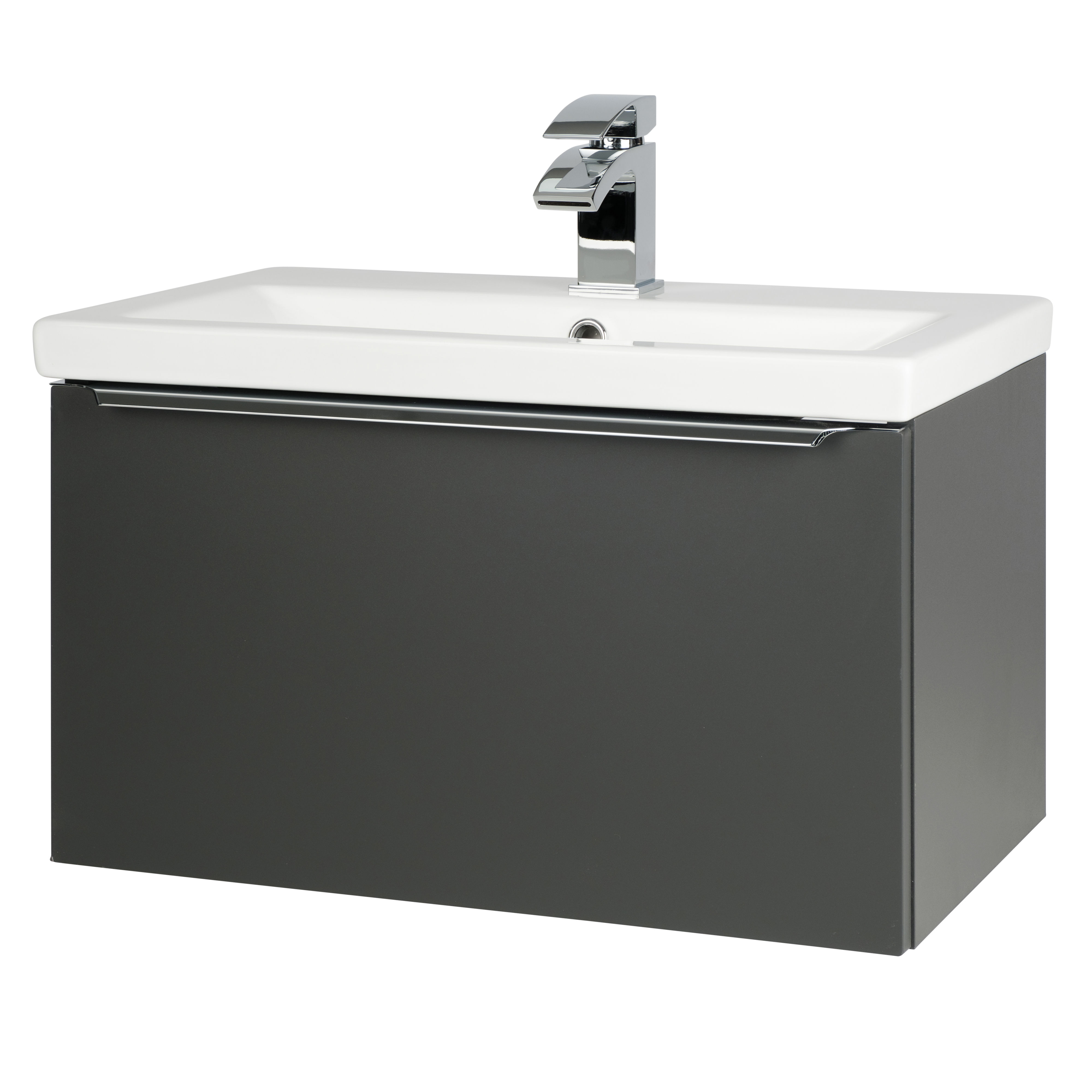 Kartell K-Vit Kore Wall Mounted 1 Drawer Bathroom Vanity Unit Dark Grey 600mm - KOR600WM-G
