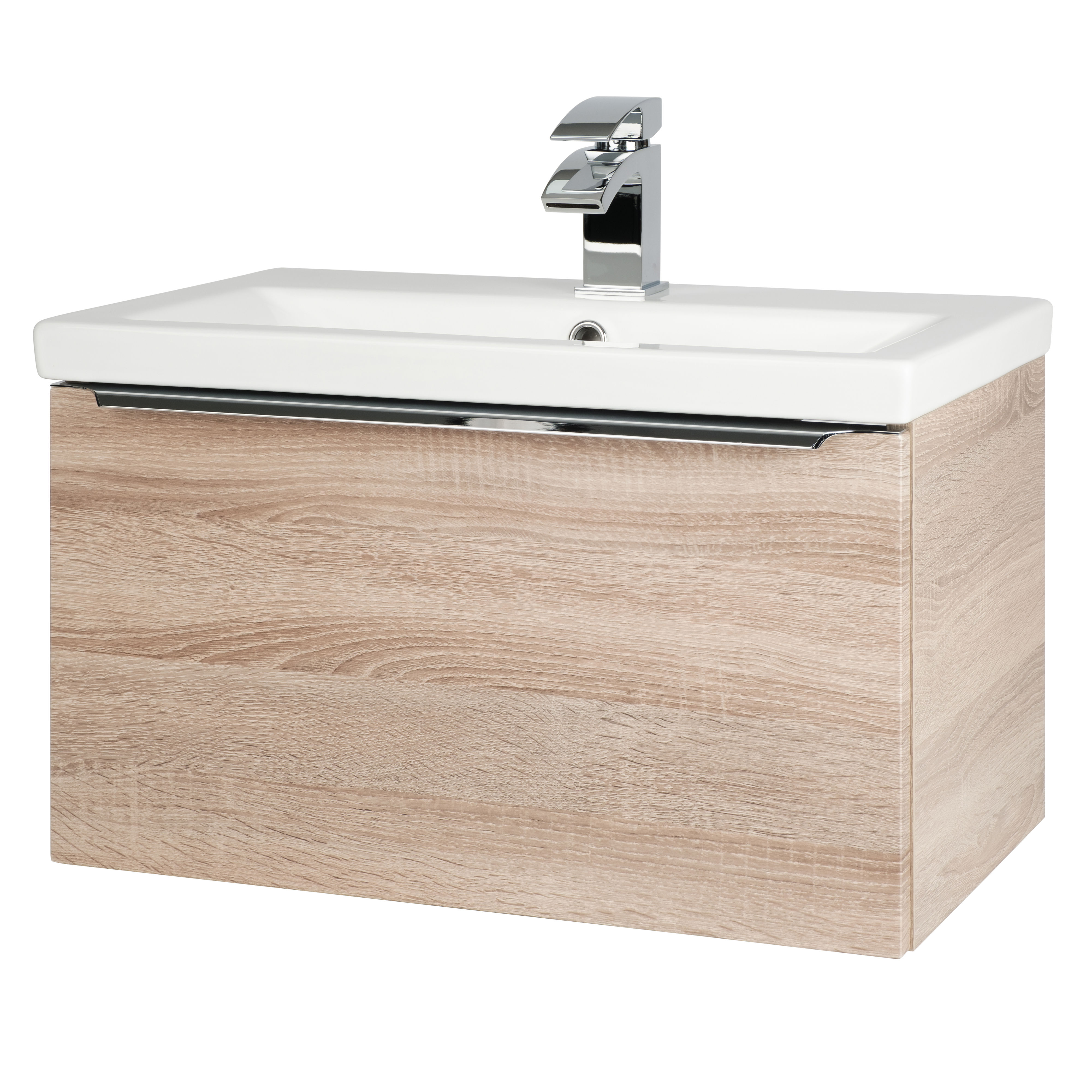 Kartell K-Vit Kore Wall Mounted 1 Drawer Bathroom Vanity Unit Sonoma Oak 600mm - KOR600WM-O