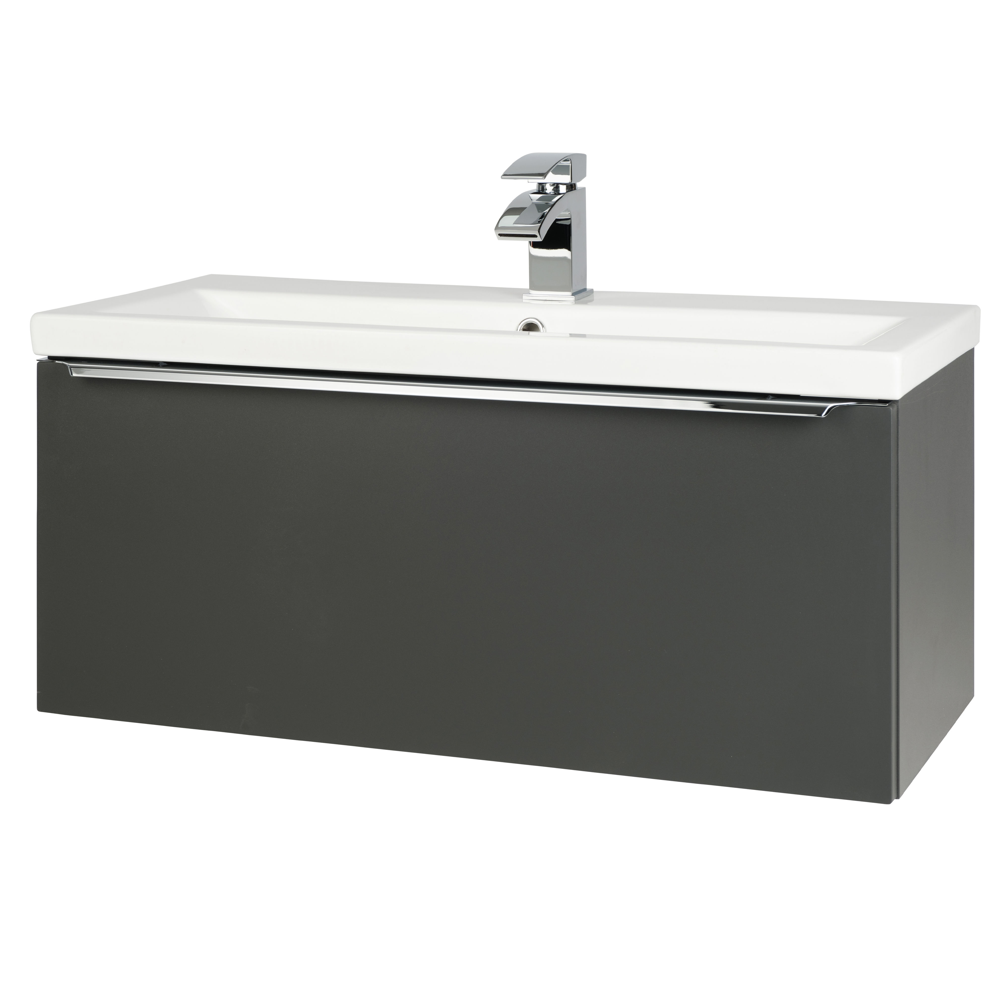 Kartell K-Vit Kore Wall Mounted 1 Drawer Bathroom Vanity Unit Dark Grey 800mm - KOR800WM-G