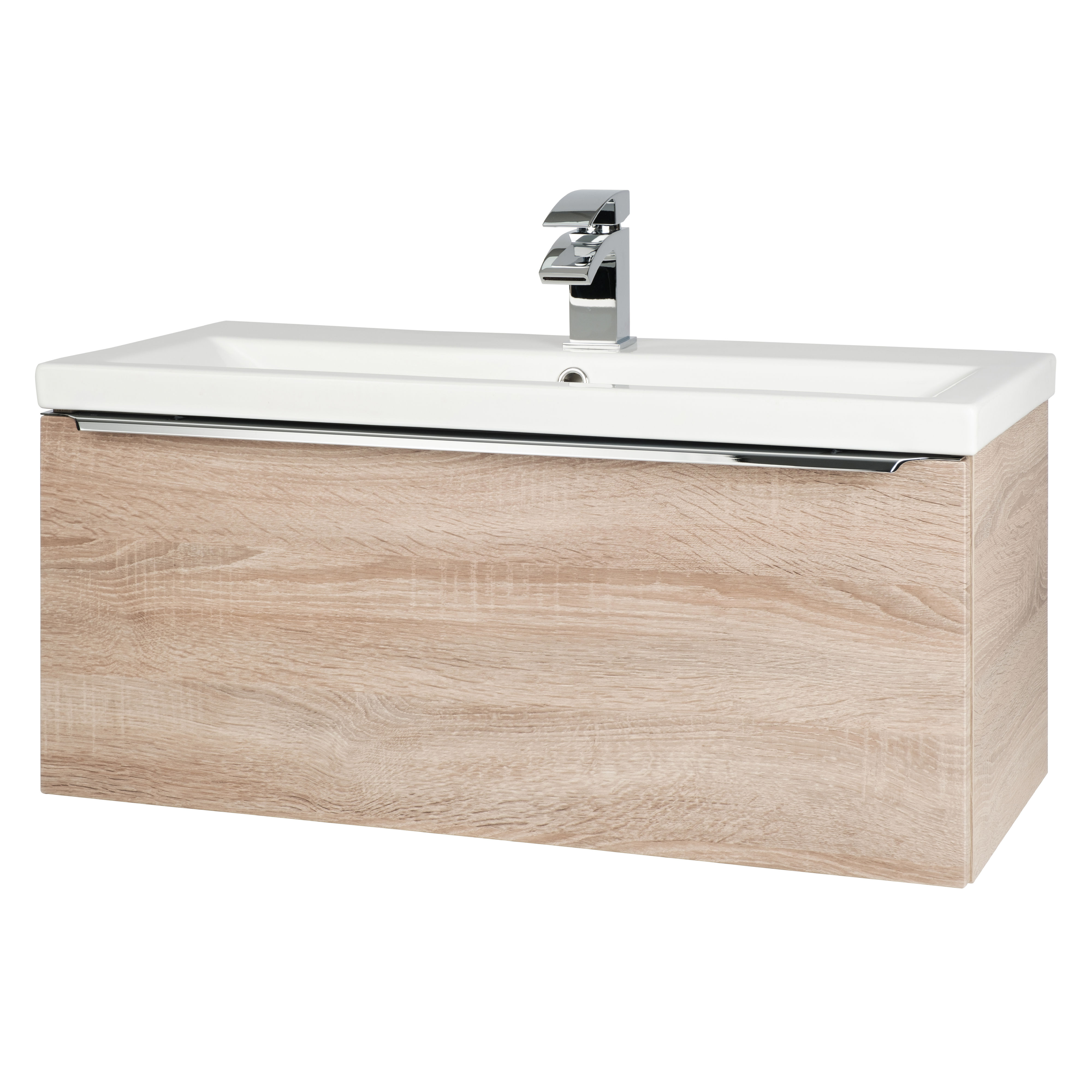 Kartell K-Vit Kore Wall Mounted 1 Drawer Bathroom Vanity Unit Sonoma Oak 800mm - KOR800WM-O