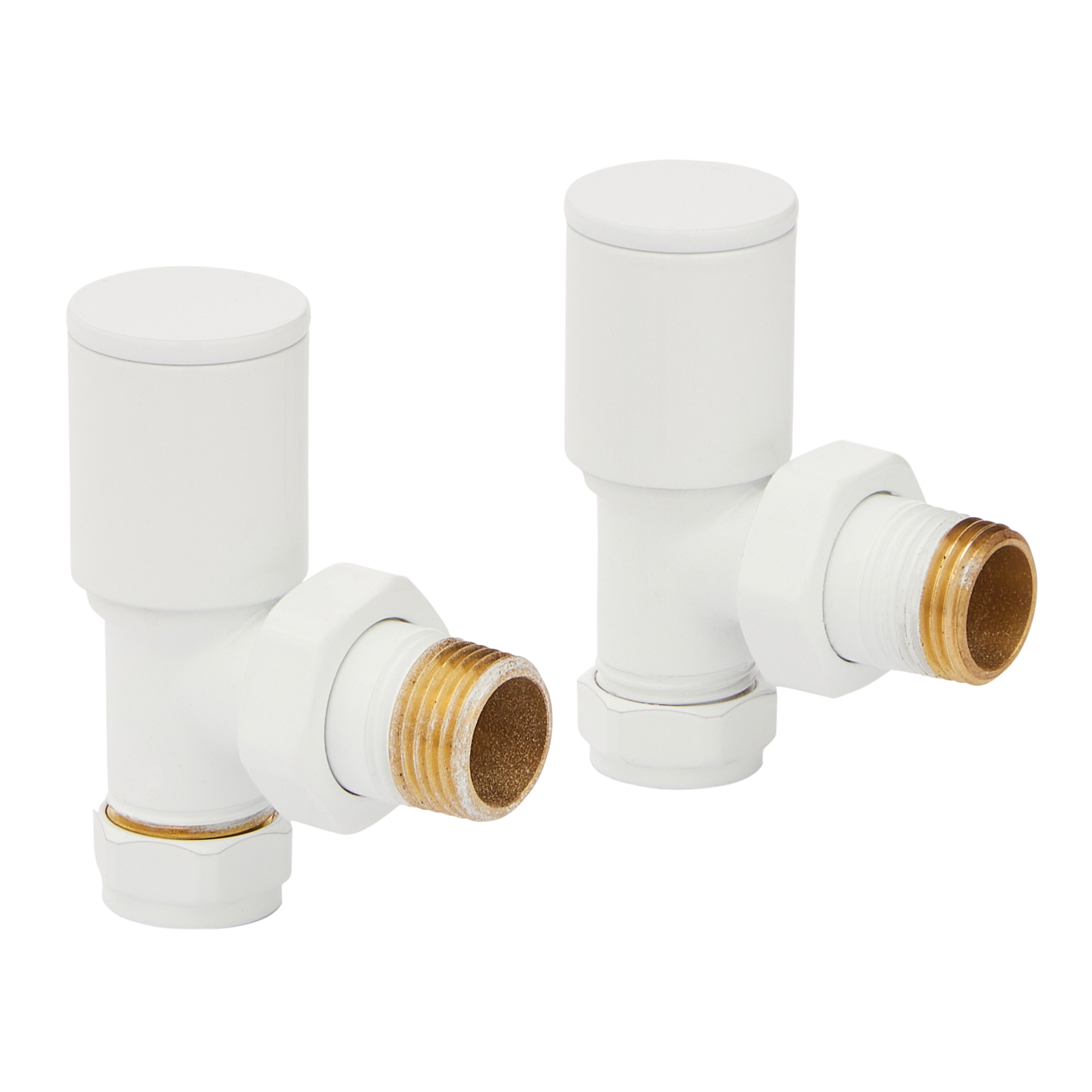 Kartell K-Rad Modern Angled Radiator Valves (Pair) White 15mm
