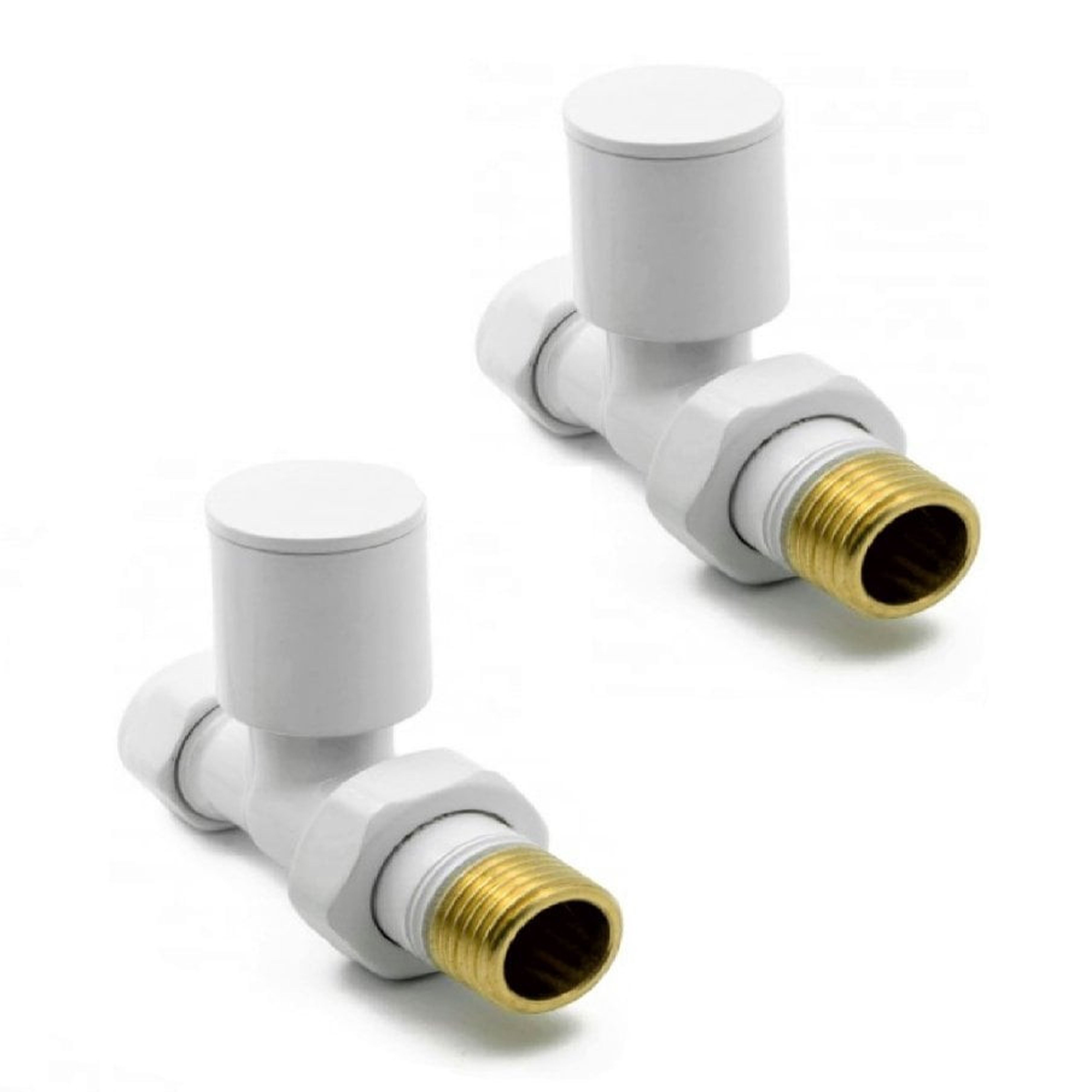 Kartell K-Rad Modern Straight Radiator Valves (Pair) White 15mm