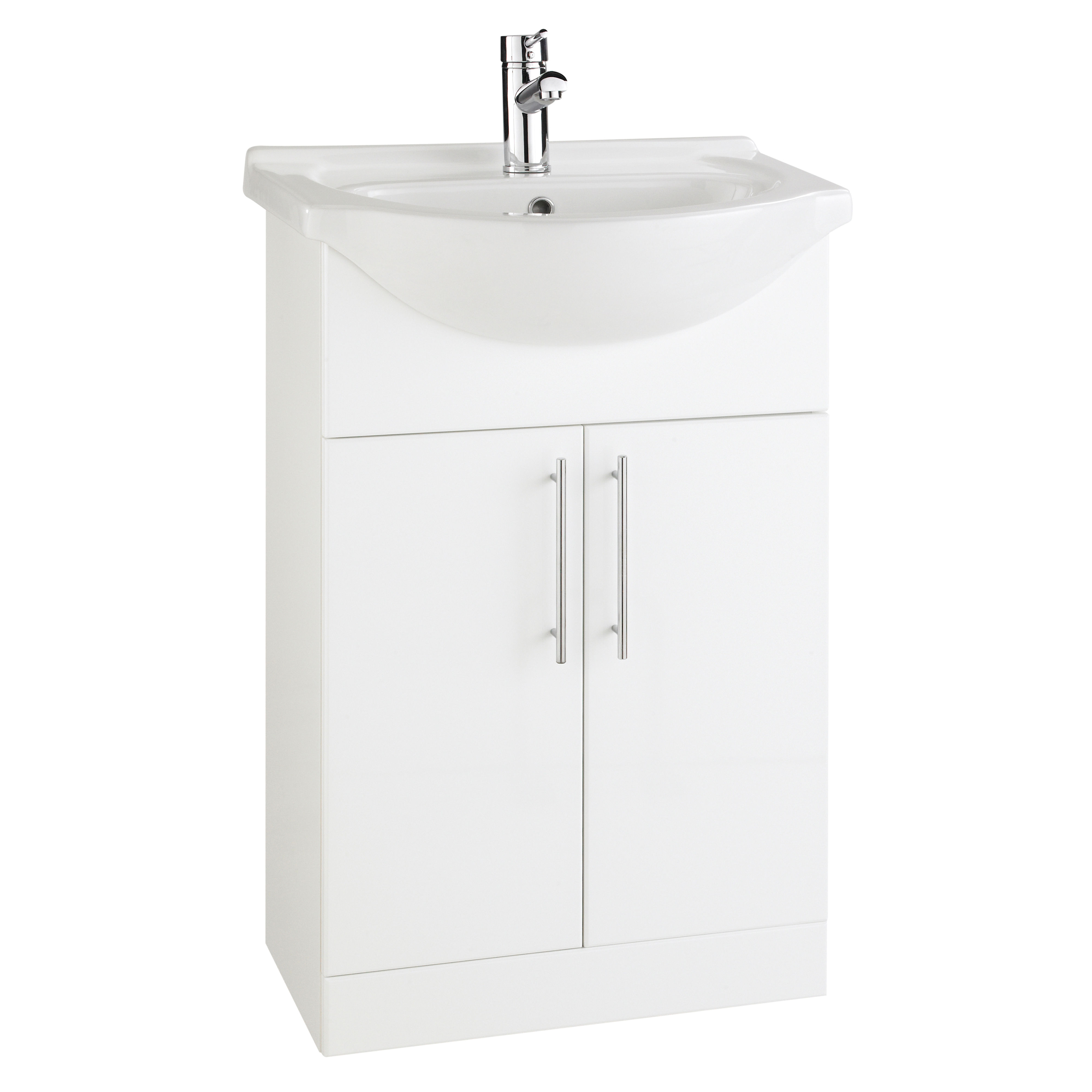 Kartell K-Vit Impakt Floor Standing 2 Door Bathroom Vanity Unit White 550mm - IMP550VU