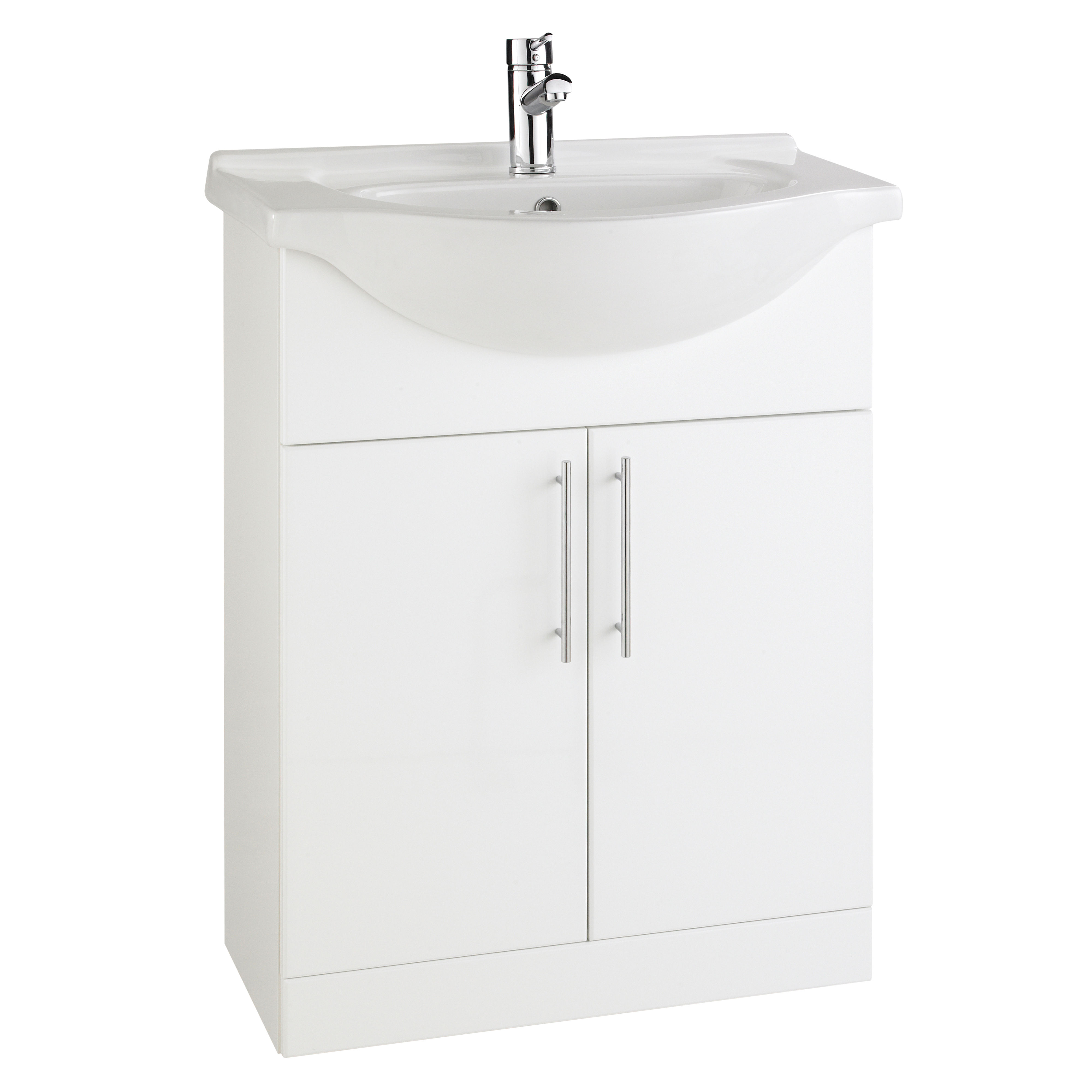 Kartell K-Vit Impakt Floor Standing 2 Door Bathroom Vanity Unit White 650mm - IMP650VU