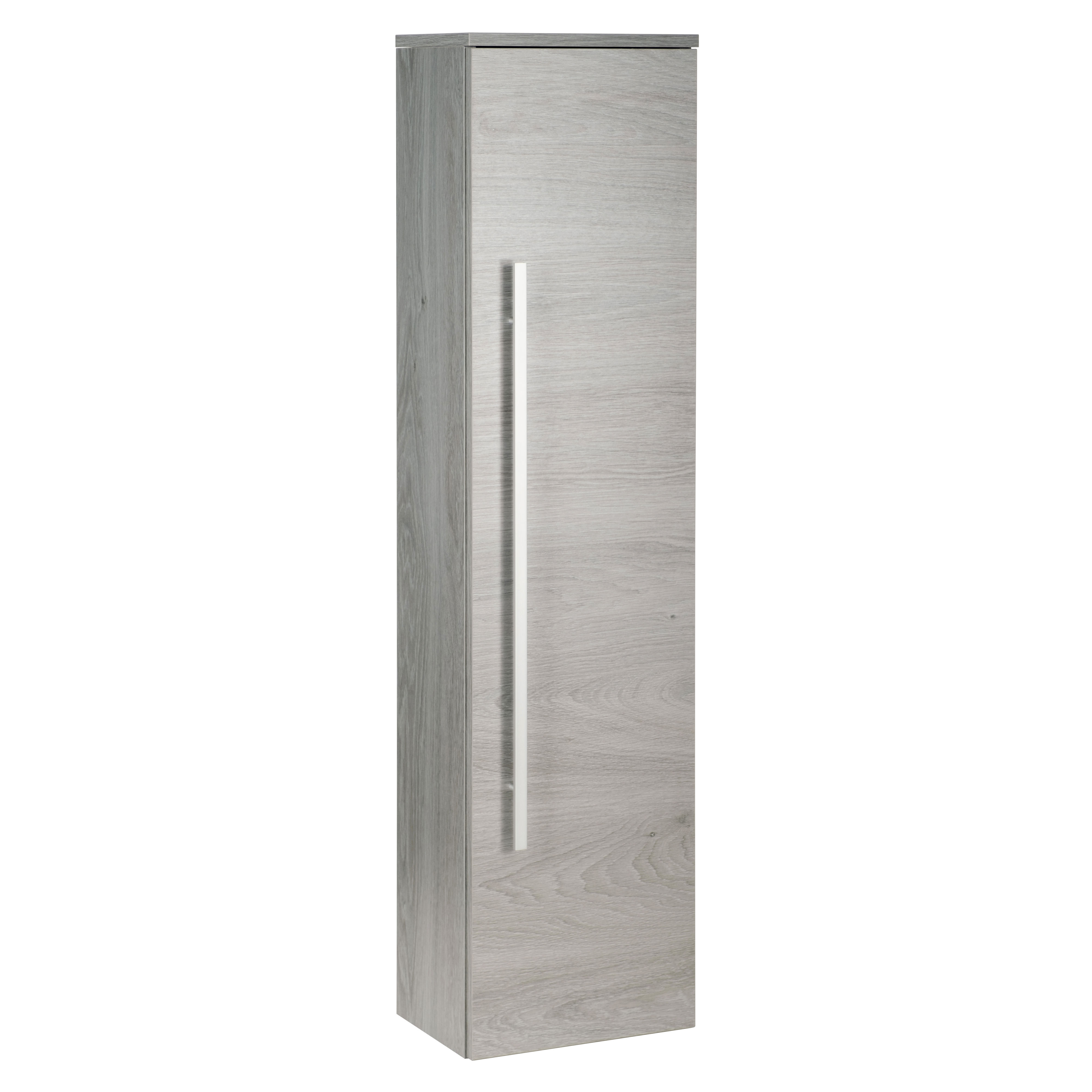 Kartell K-Vit Purity Wall Mounted Bathroom Tall Side Unit Silver Oak 1400mm - PSO1400SU