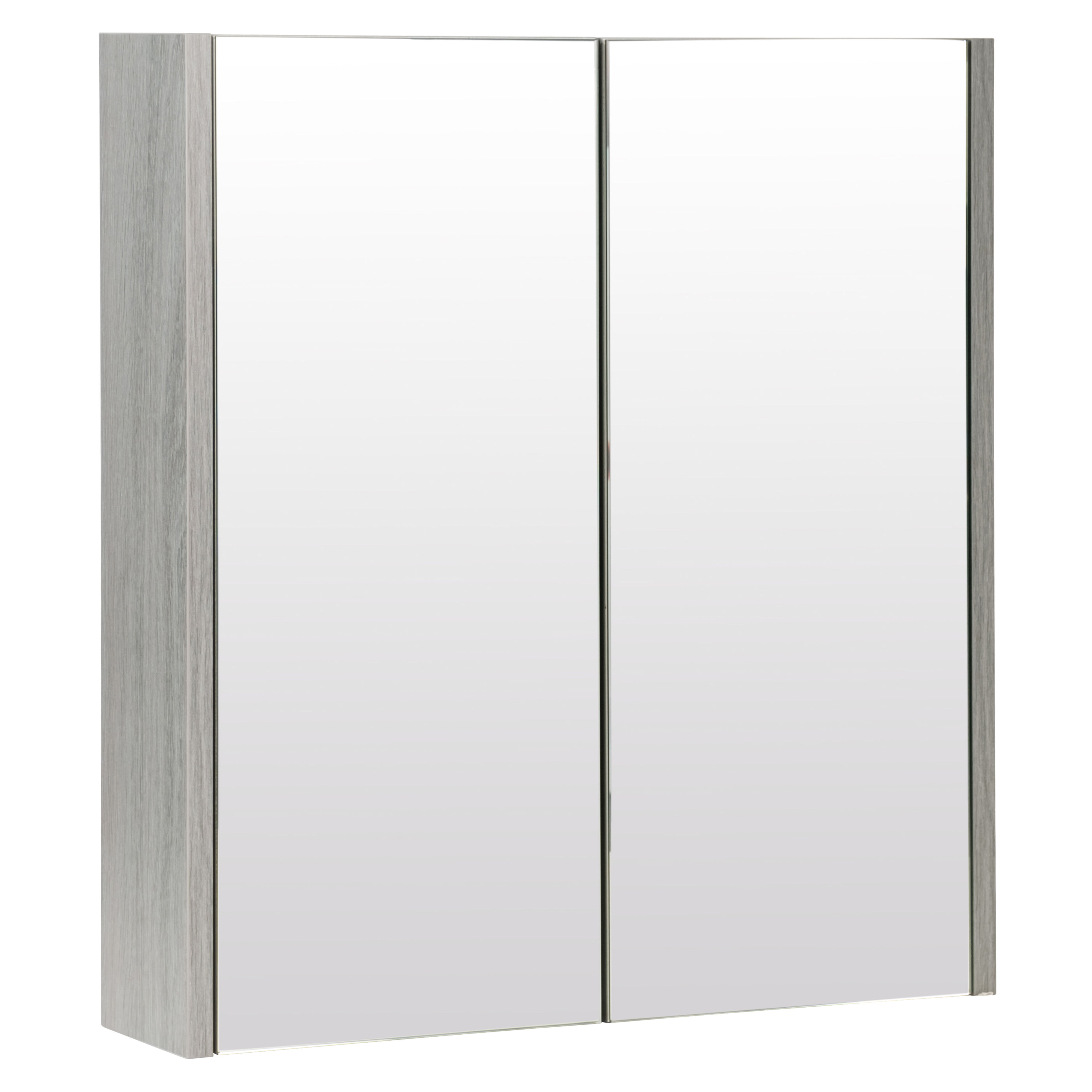 Kartell K-Vit Purity Mirrored Bathroom Cabinet Silver Oak 600mm - PSO600MIR