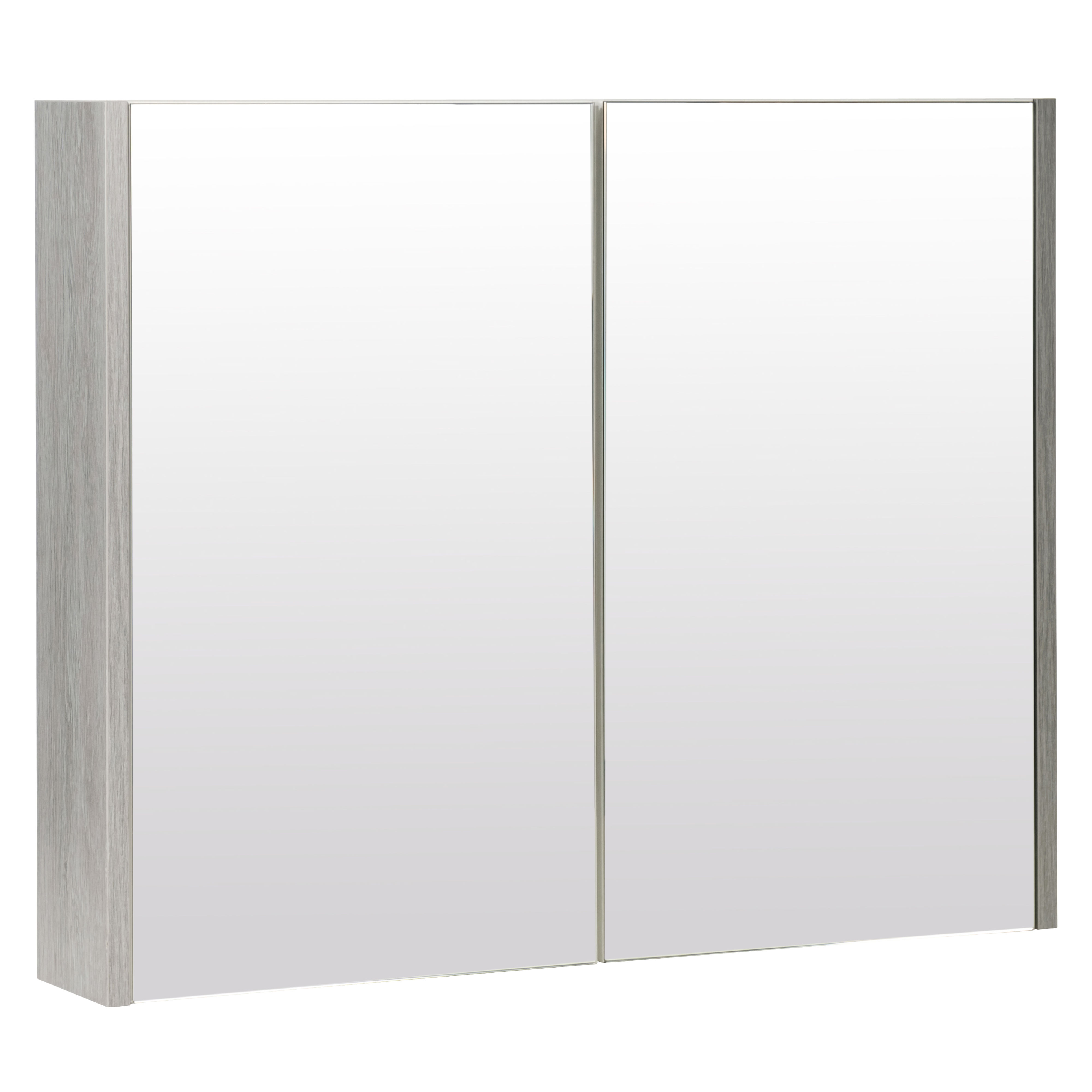 Kartell K-Vit Purity Mirrored Bathroom Cabinet Silver Oak 800mm - PSO800MIR
