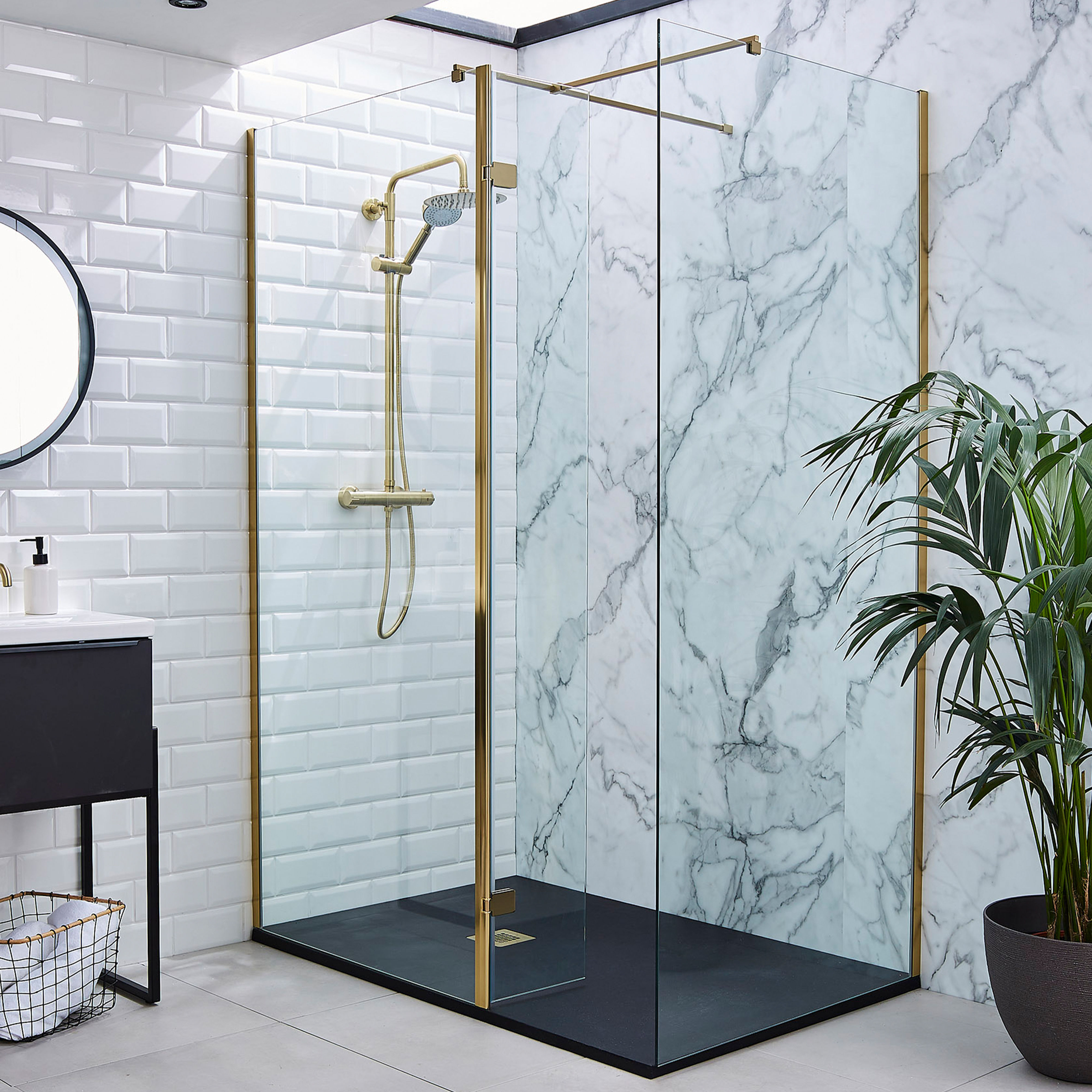 Kartell K-Vit Ottone Wet Room Screen 300mm x 2000mm