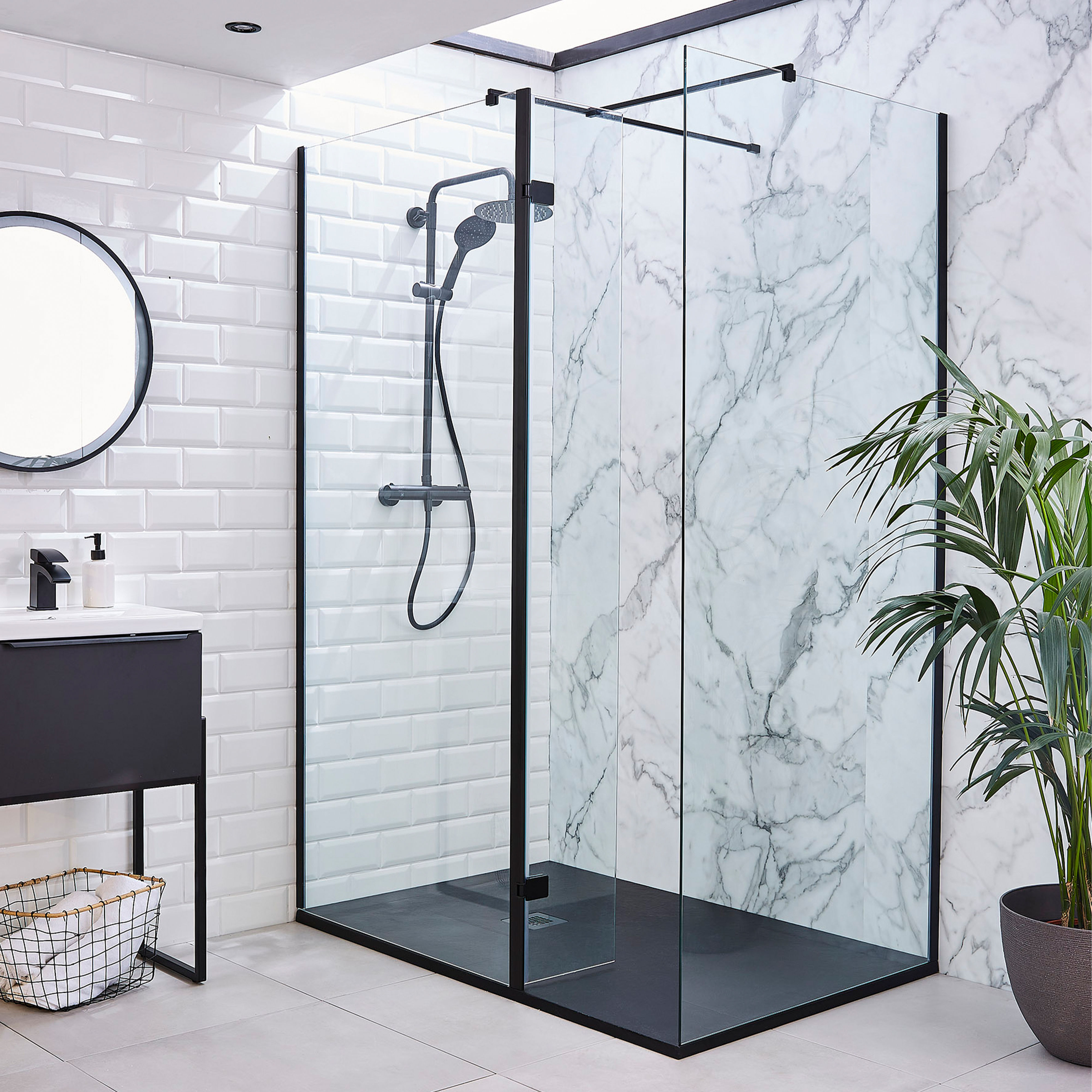 Kartell K-Vit Nero Wet Room Screen 300mm x 2000mm