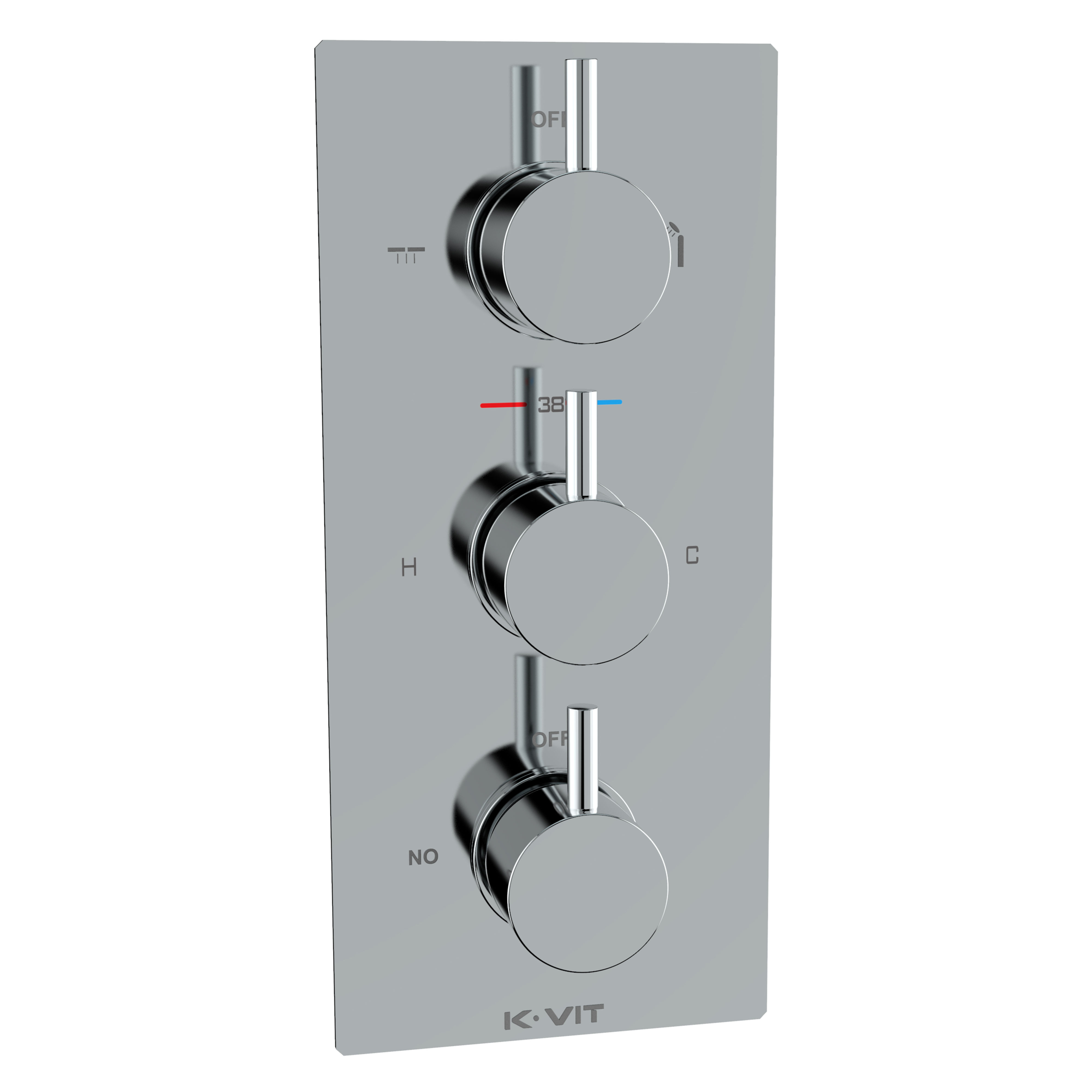 Kartell K-Vit Plan 3-Way Triple Concealed Thermostatic Shower Valve - SHO012PL