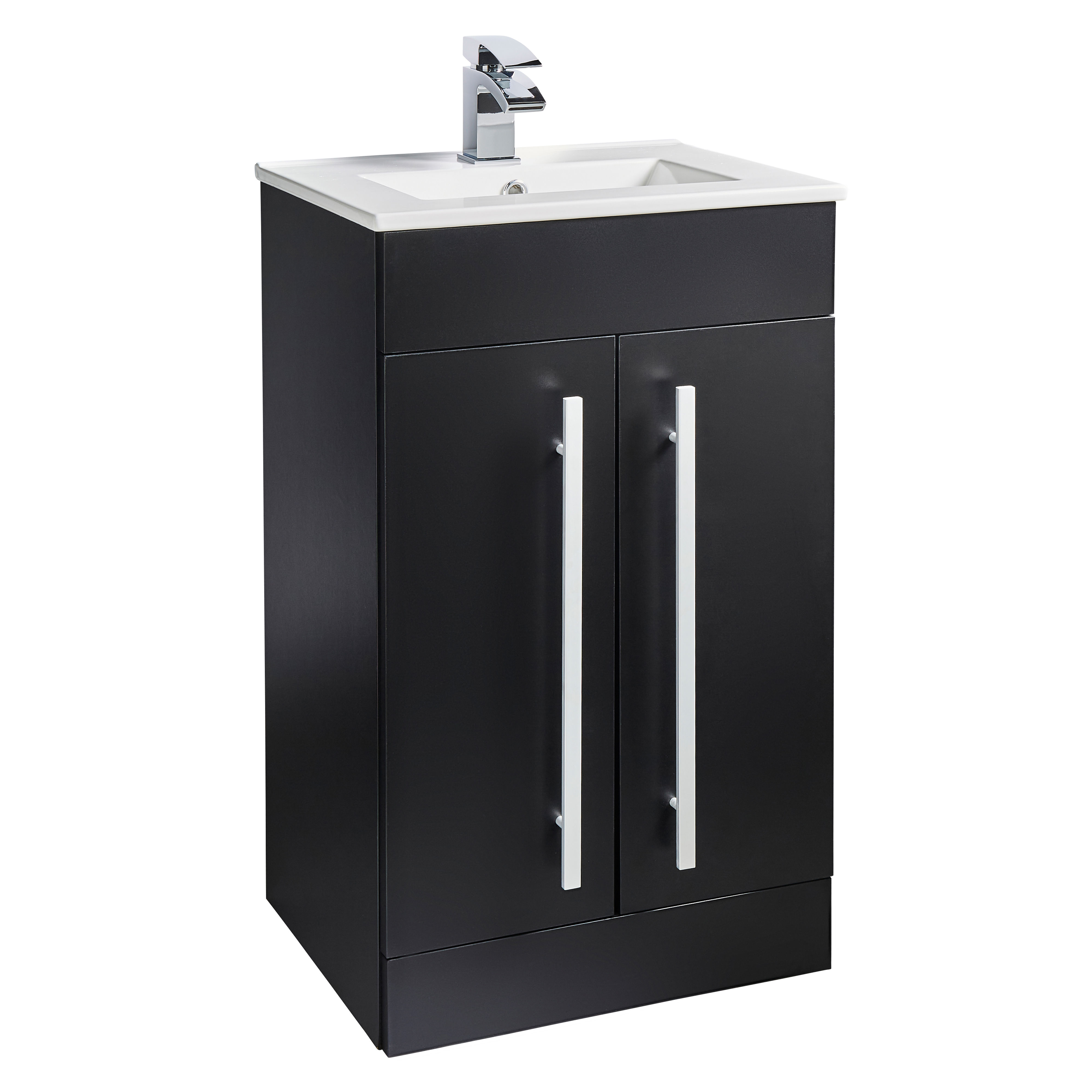 Kartell K-Vit Purity Floor Standing 2 Door Bathroom Vanity Unit Black 500mm - PMB500DO