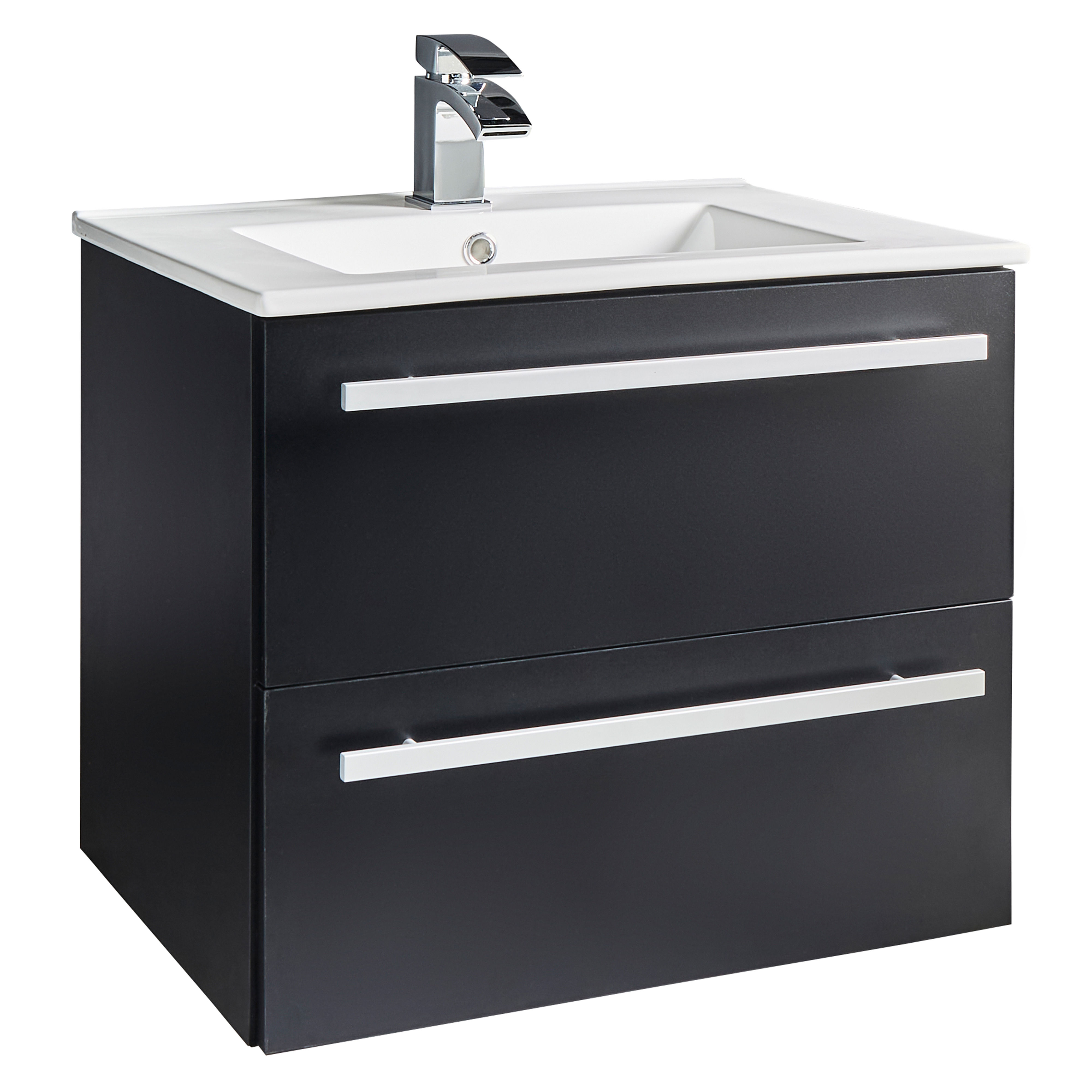 Kartell K-Vit Purity Wall Mounted 2 Drawer Bathroom Vanity Unit Black 600mm - PMB600WM