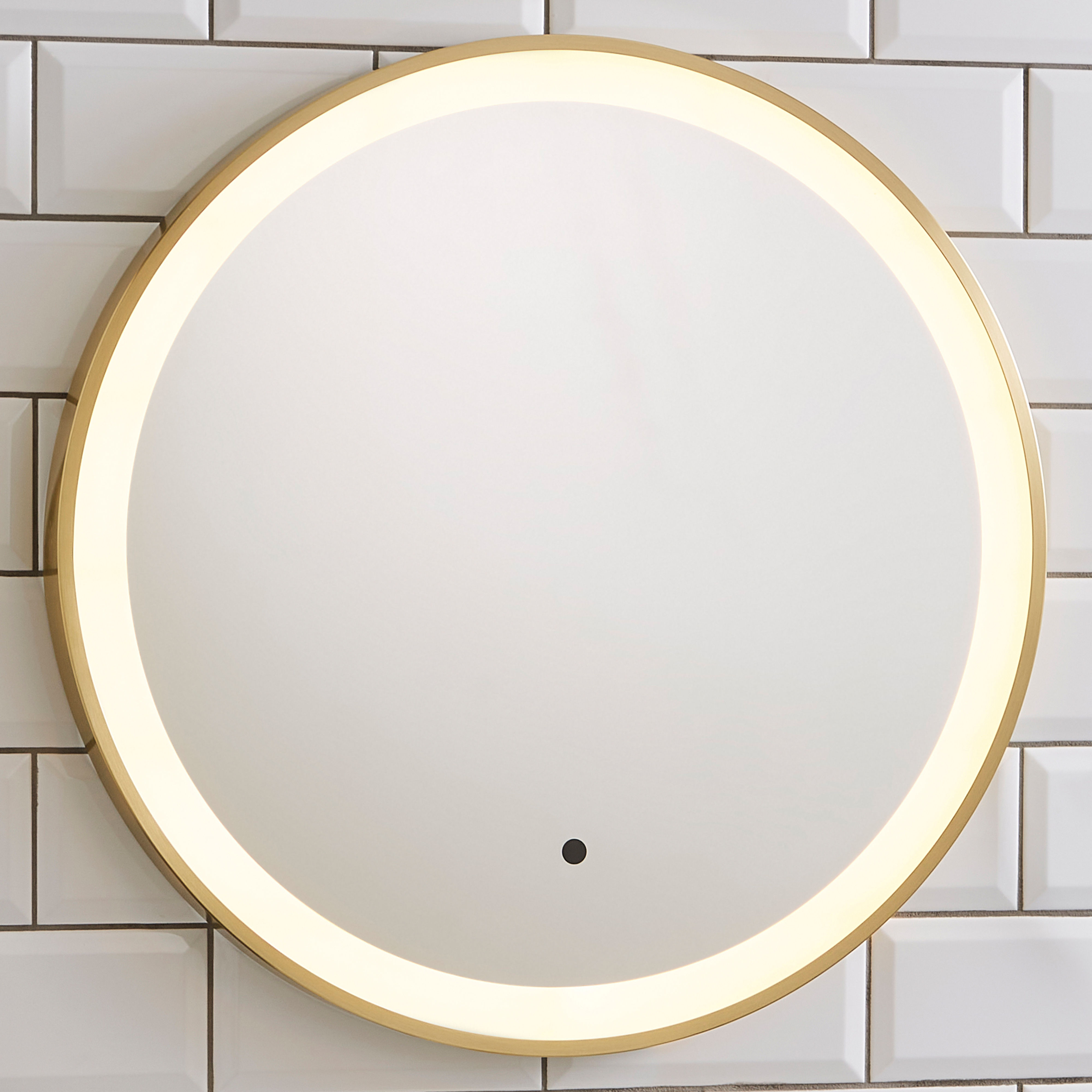 Kartell K-Vit Ottone Round LED Mirror Brushed Brass 600mm - OT60