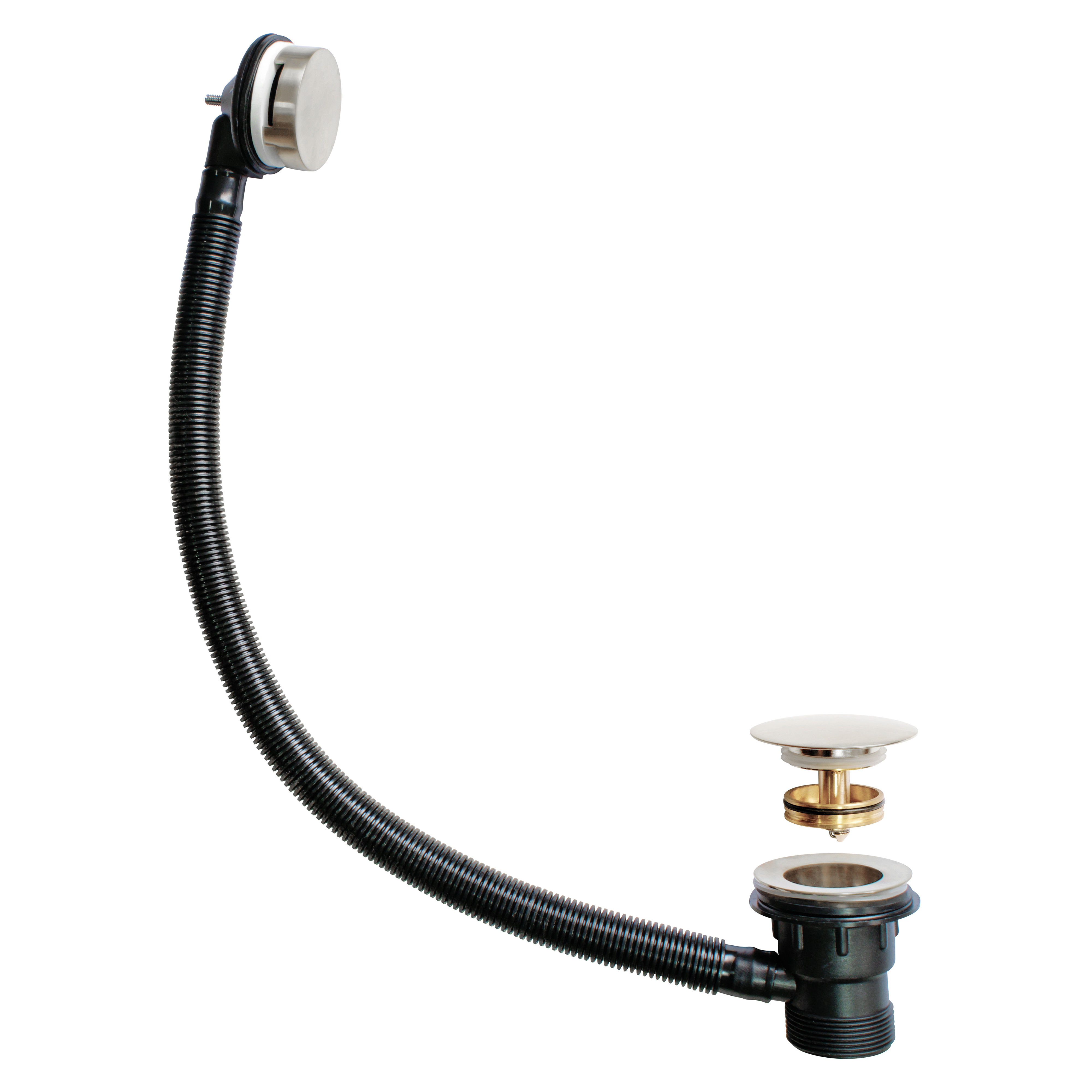 Kartell K-Vit Easyclean Sprung Plug Bath Waste and Overflow Brushed Nickel - WAS026