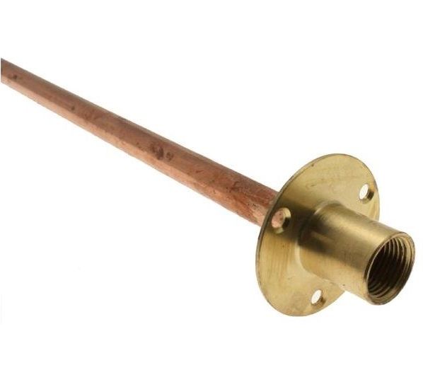 Straight Wall Plate 15mm x 1/2" with Copper Tube 350mm