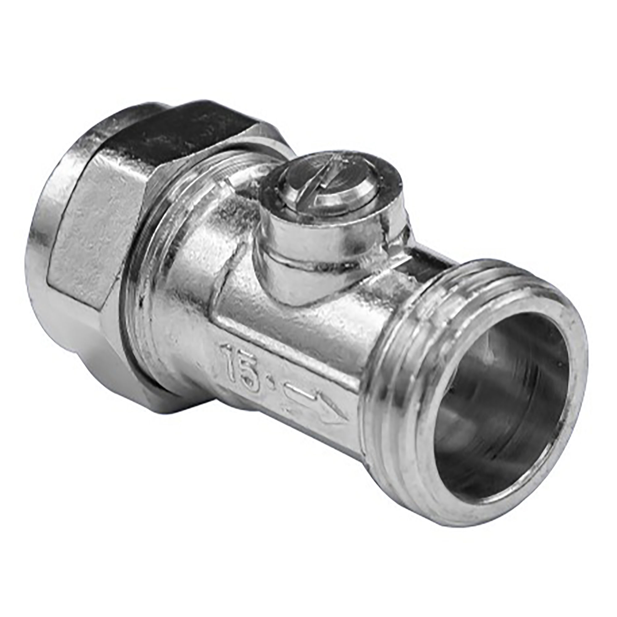 Male Iron Isolation Valve Slotted Chrome Plated 15mm x 3/8"