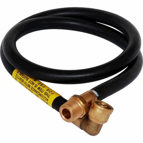 Micropoint Gas Cooker Hose Angled Bayonet Black 4'