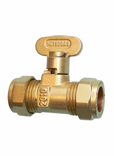Compression Rigid Fan Gas Cock Brass 8mm