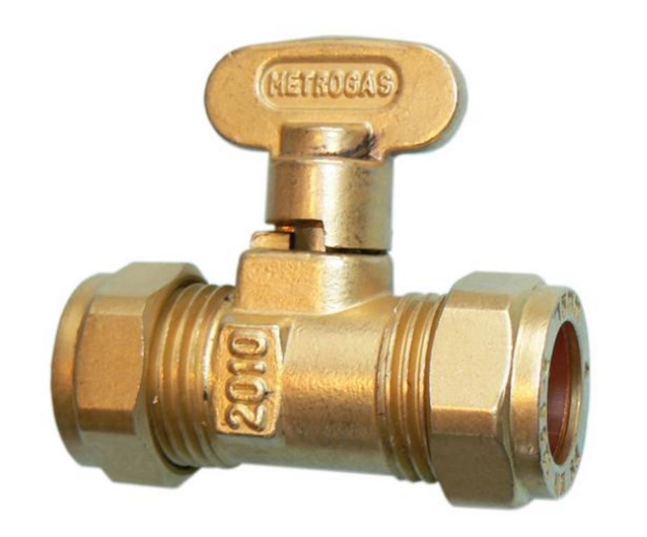 Compression Rigid Fan Gas Cock Brass 15mm