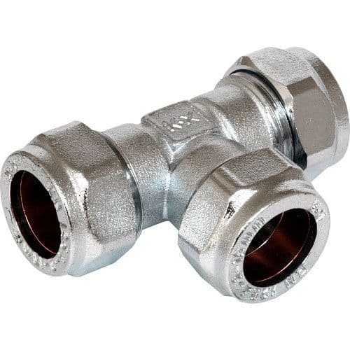 Compression Tee Chrome 15mm