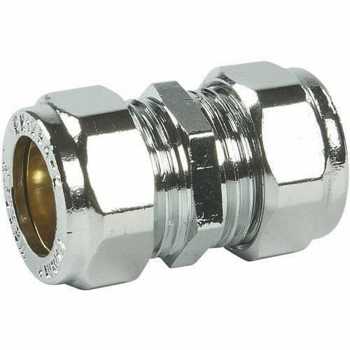 Compression Straight Coupling Chrome 22mm