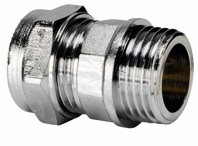 Compression Male Iron Straight Coupling Chrome 15mm x 1/2"