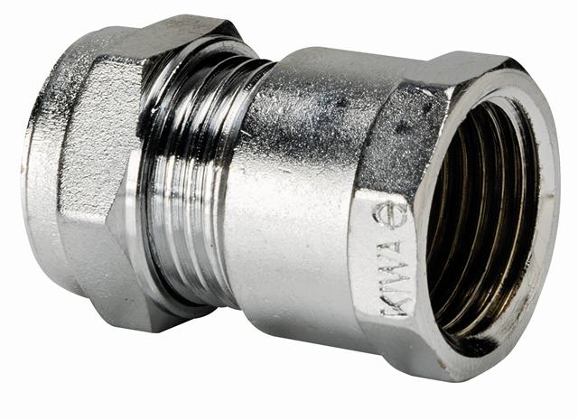 Compression Female Iron Straight Coupling Chrome 15mm x 1/2"