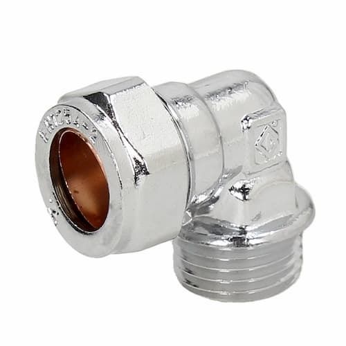 Compression Male Iron Elbow Chrome 15mm x 1/2"