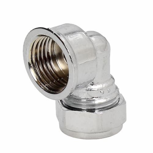 Compression Female Iron Elbow Chrome 15mm x 1/2"