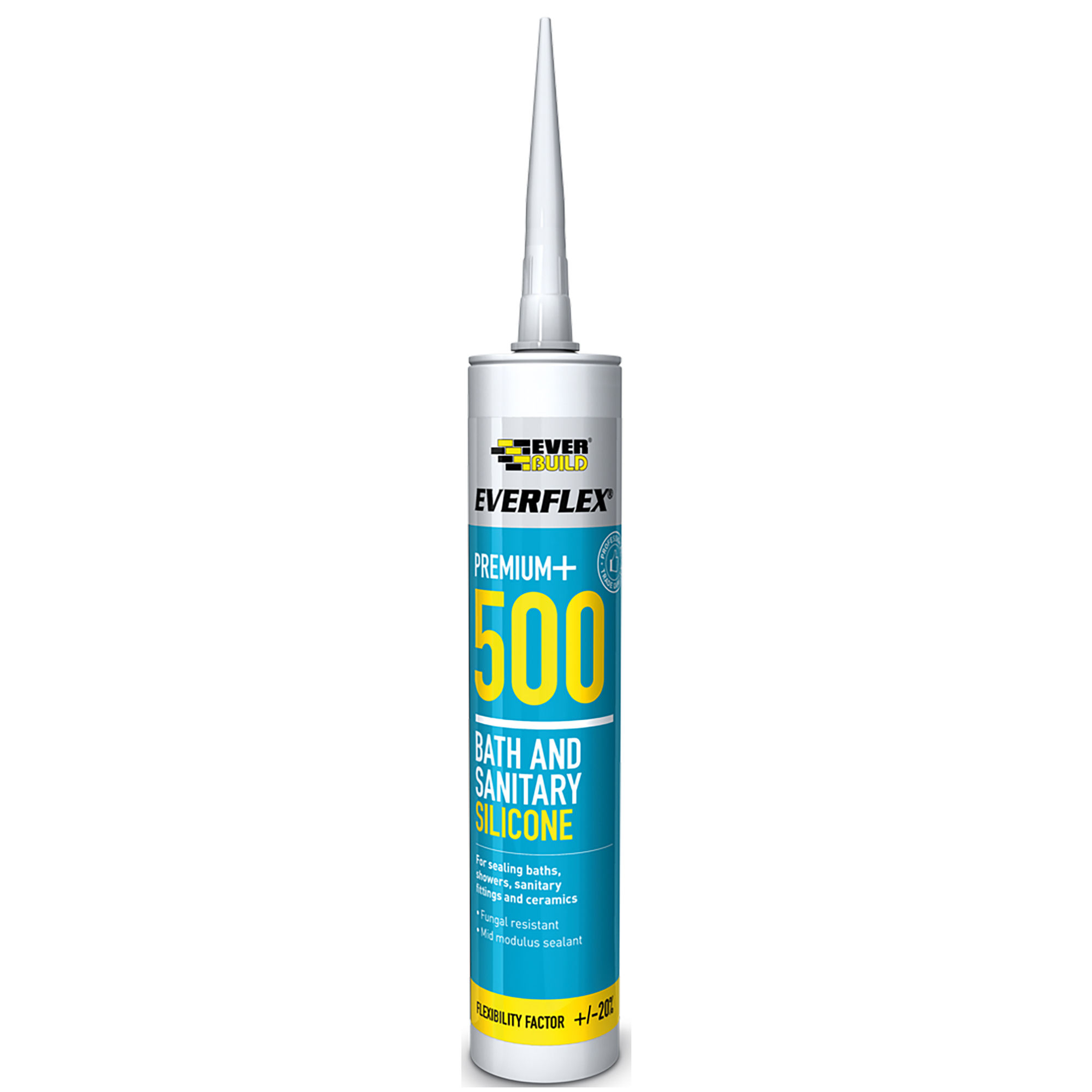 Everbuild Everflex Premium+ 500 Bath and Sanitary Silicone Sealant White 295ml - 500WE
