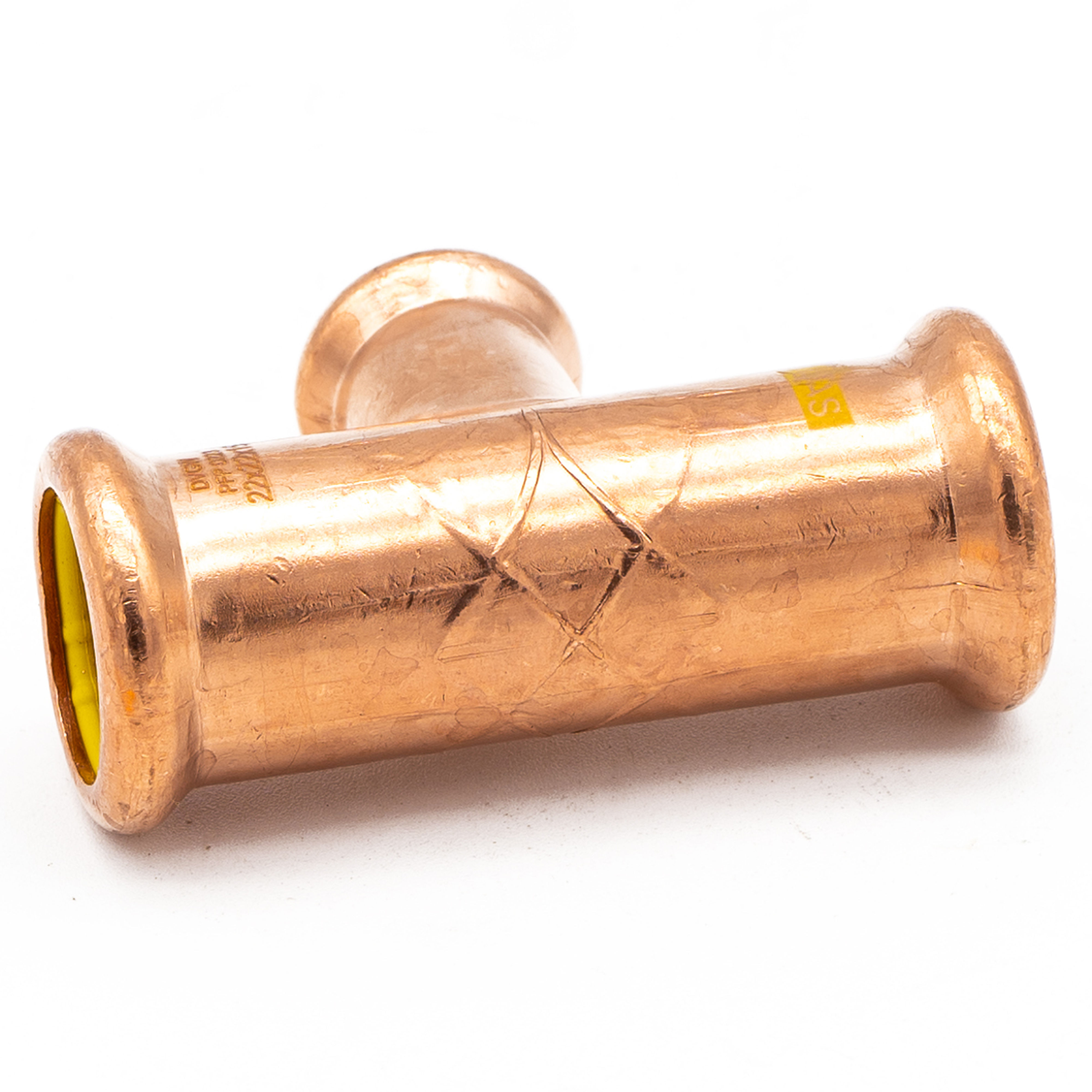 Copper Press Fit Gas Reducing Tee 22mm x 22mm x 15mm