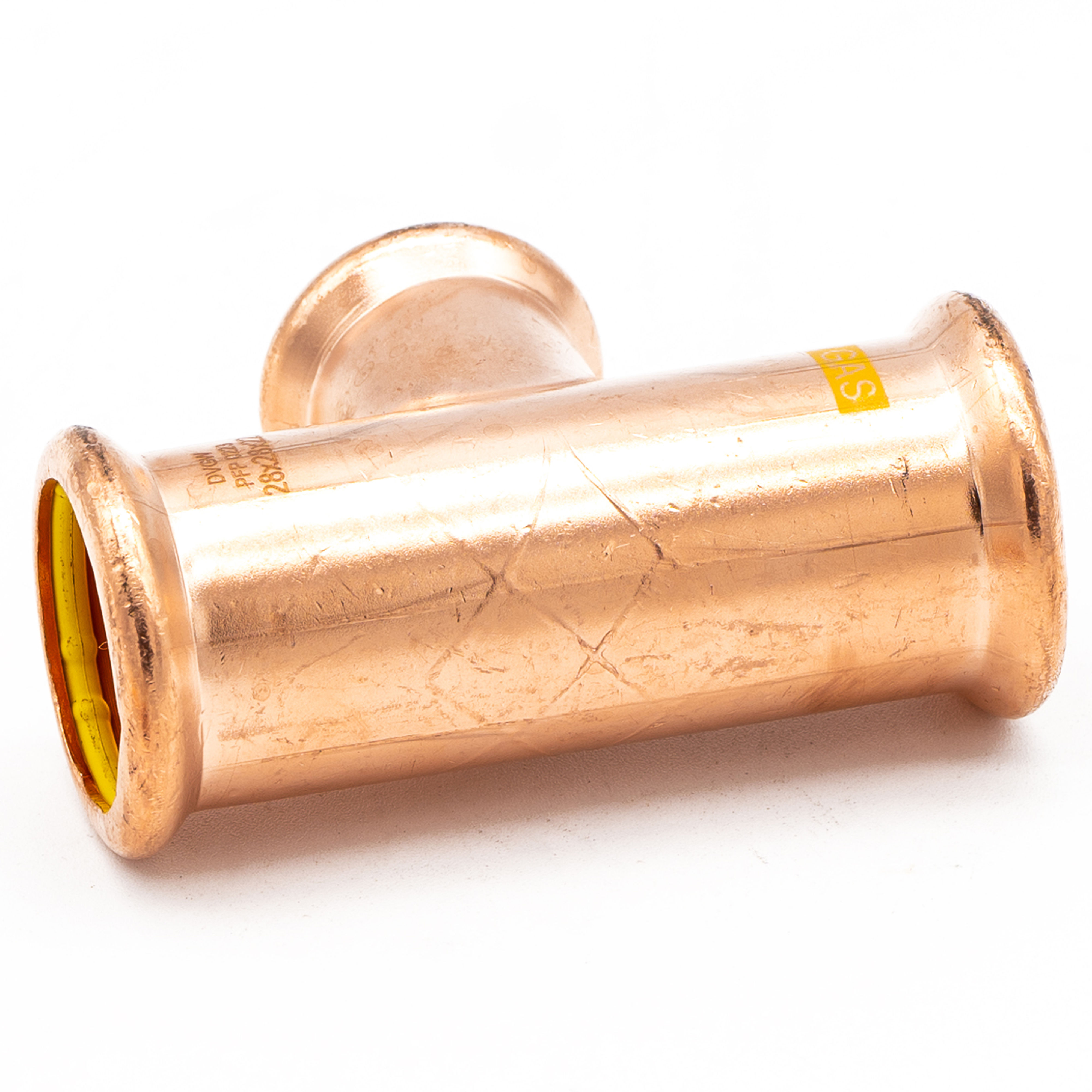 Copper Press Fit Gas Reducing Tee 28mm x 28mm x 22mm