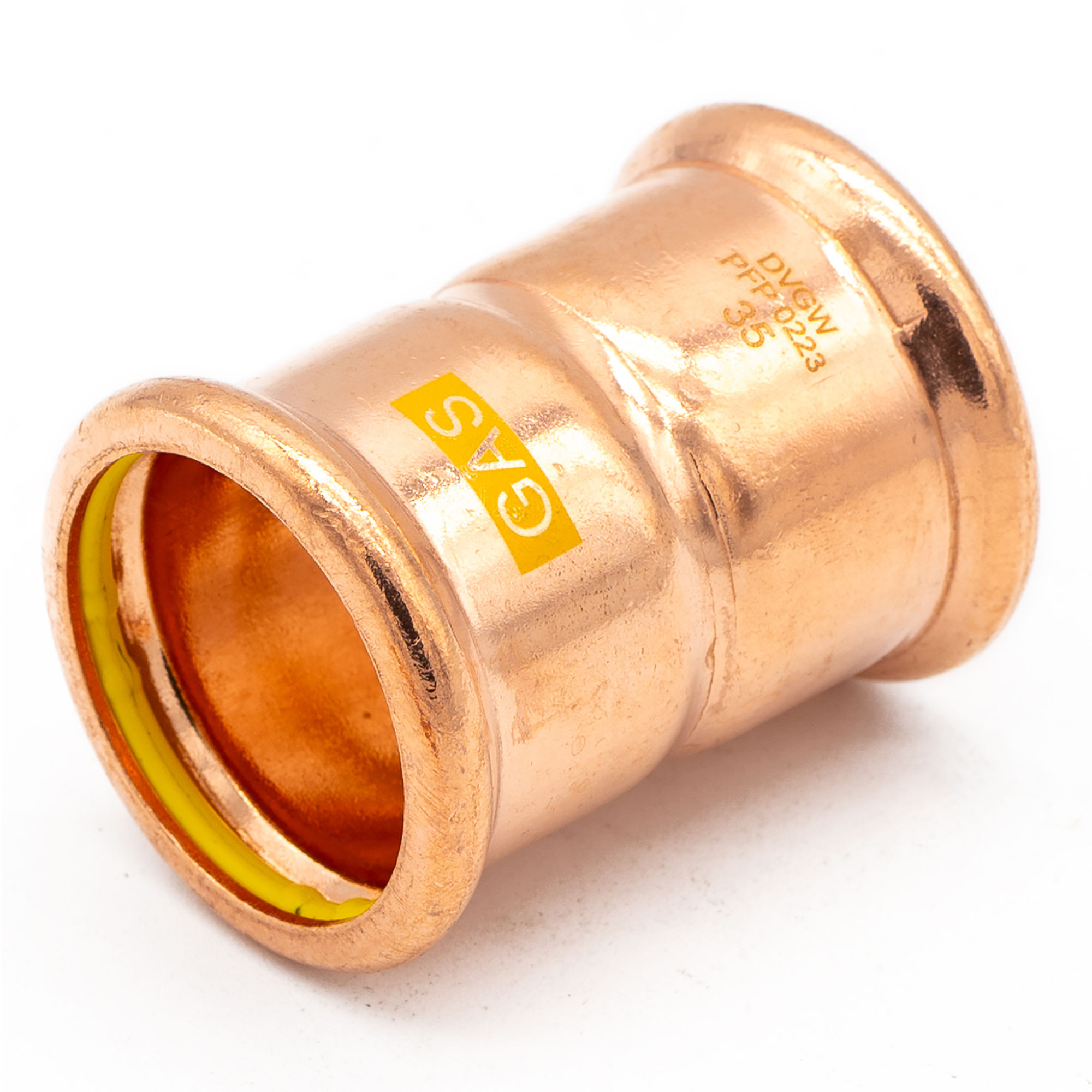 Copper Press Fit Gas Coupler 35mm