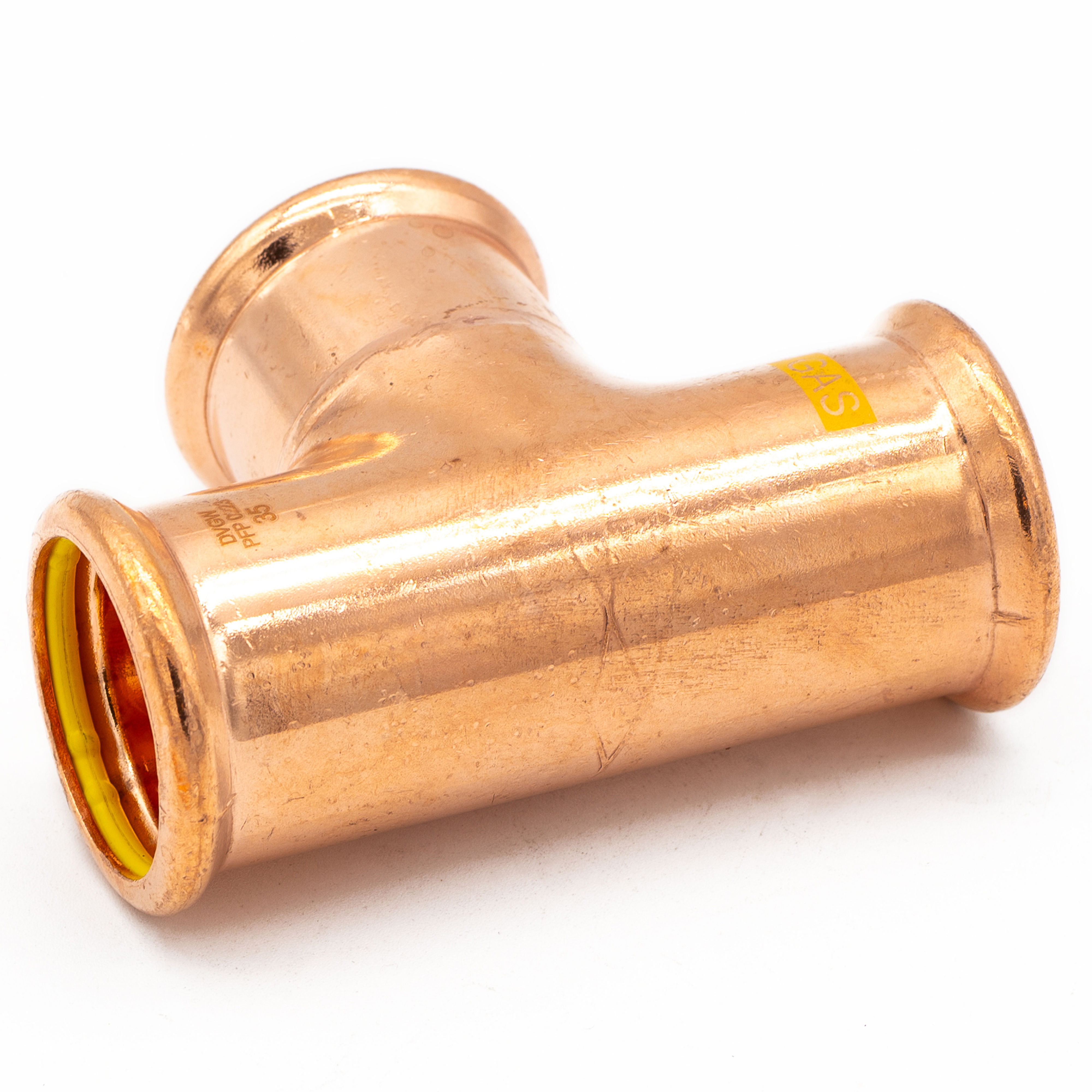 Copper Press Fit Gas Equal Tee 35mm