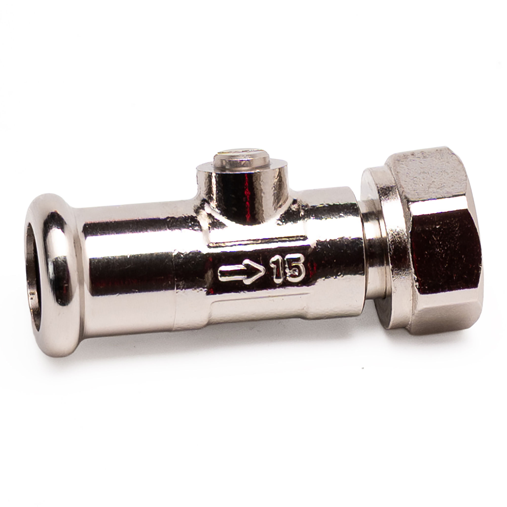 Press Fit Straight Service Valve 15mm x 1/2"